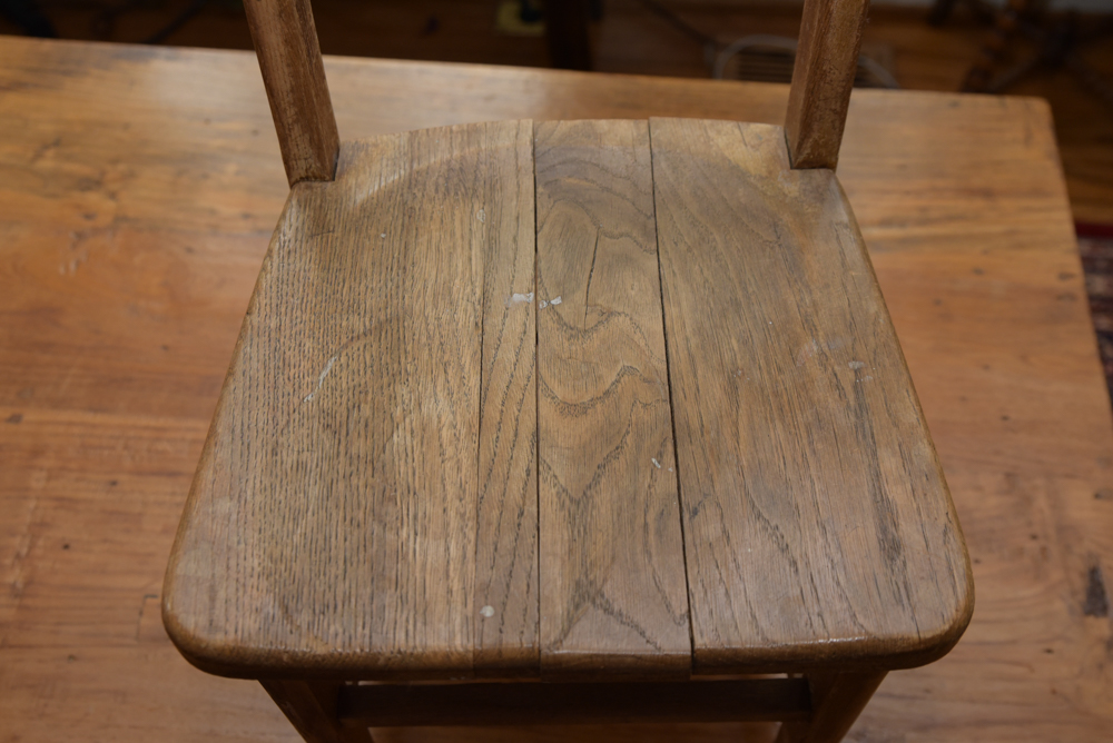 Collection of Vintage Oak School Chairs with Desk