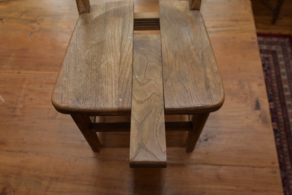 Collection of Vintage Oak School Chairs with Desk