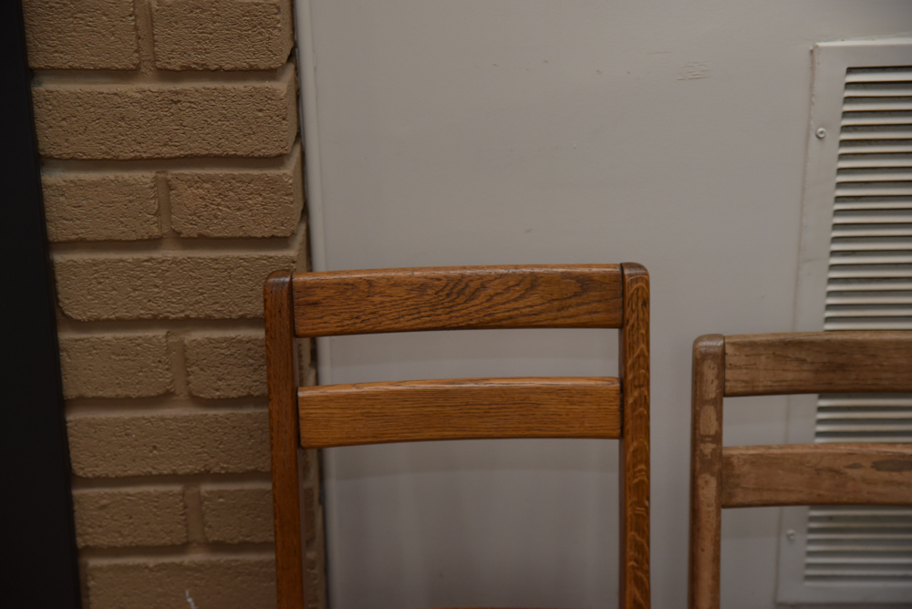 Collection of Vintage Oak School Chairs with Desk