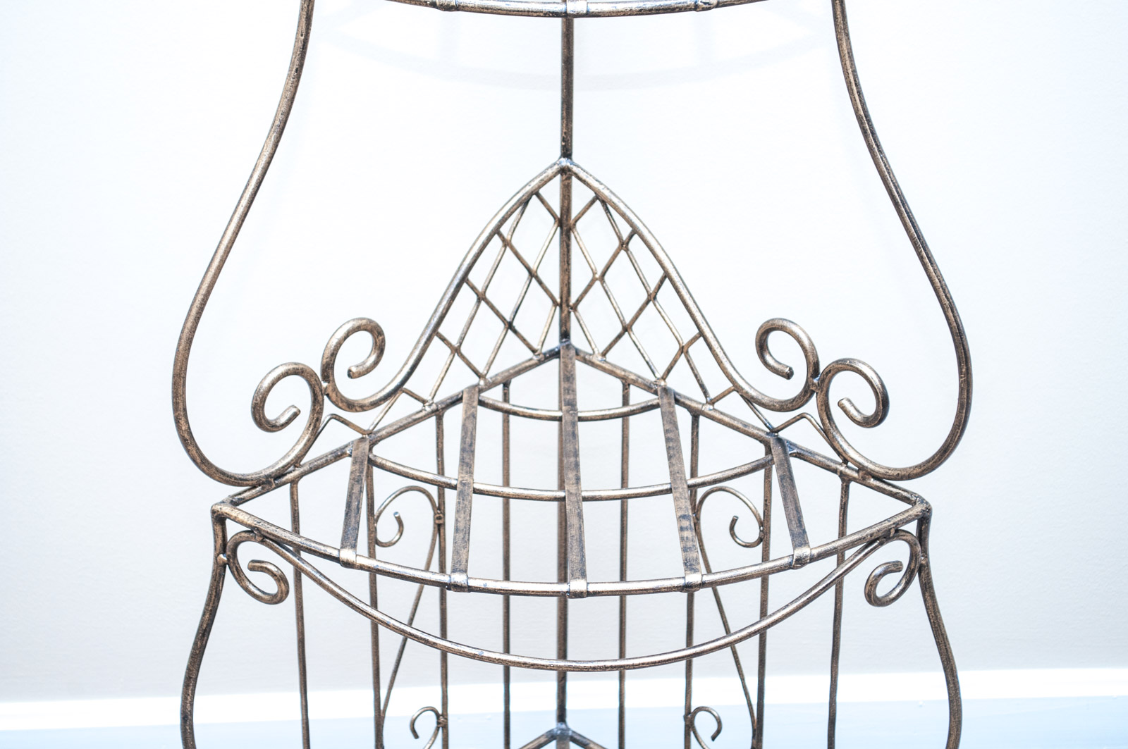 Brass Toned Metal Three-Tiered Corner Stand