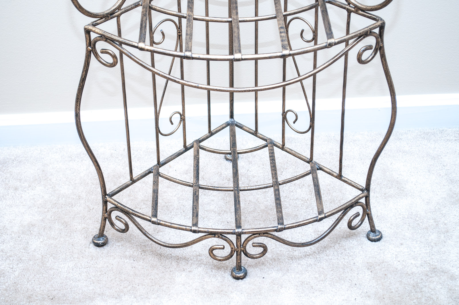 Brass Toned Metal Three-Tiered Corner Stand