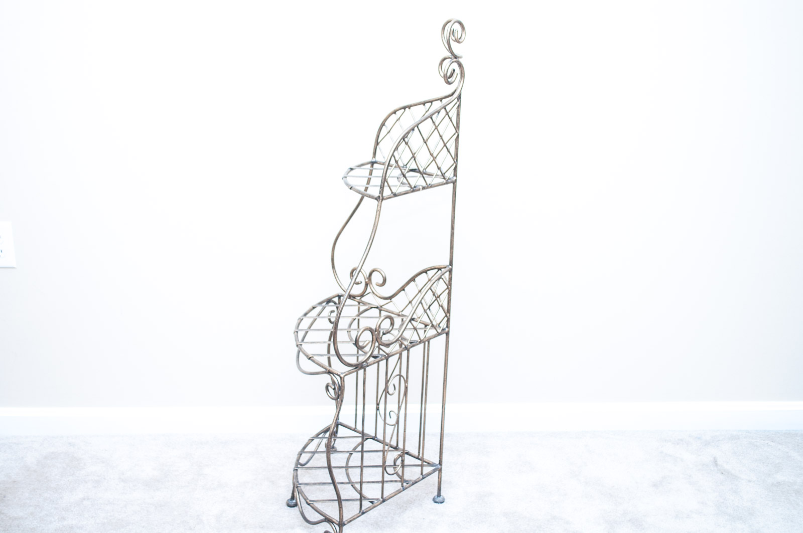 Brass Toned Metal Three-Tiered Corner Stand