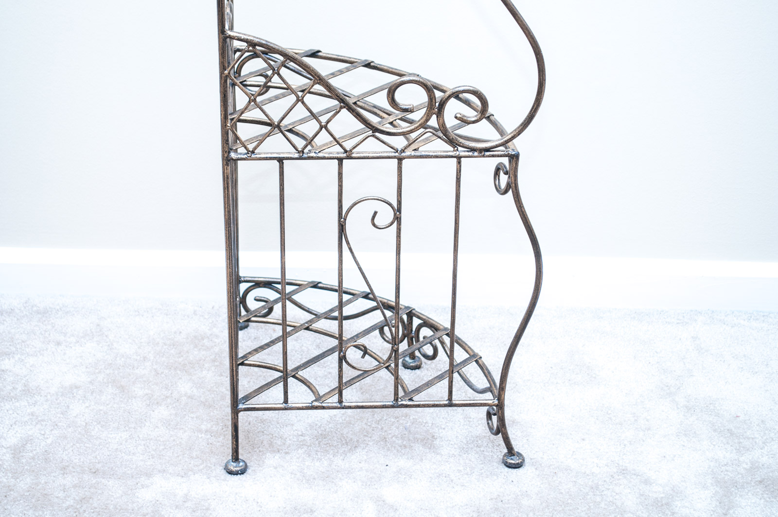 Brass Toned Metal Three-Tiered Corner Stand