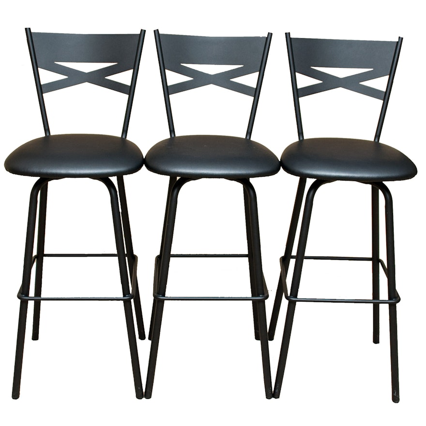 Trio of Black Bar Stools