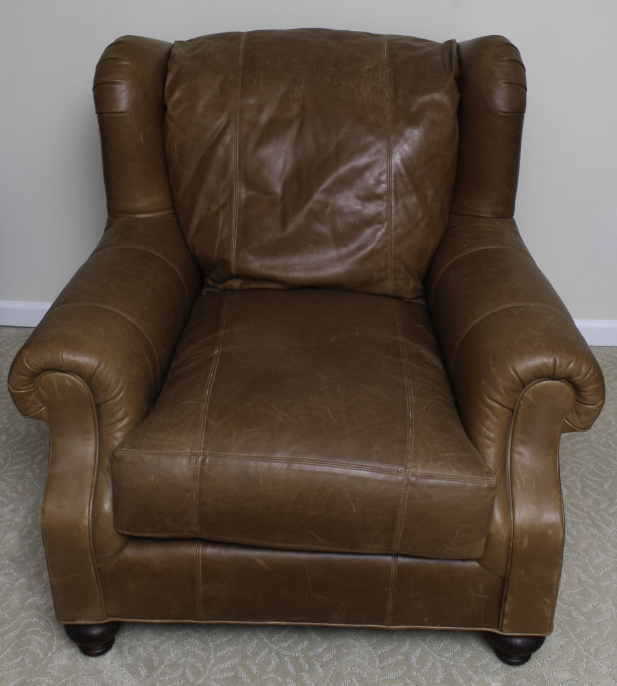 Leather Lounge Chair and Ottoman by Henredon