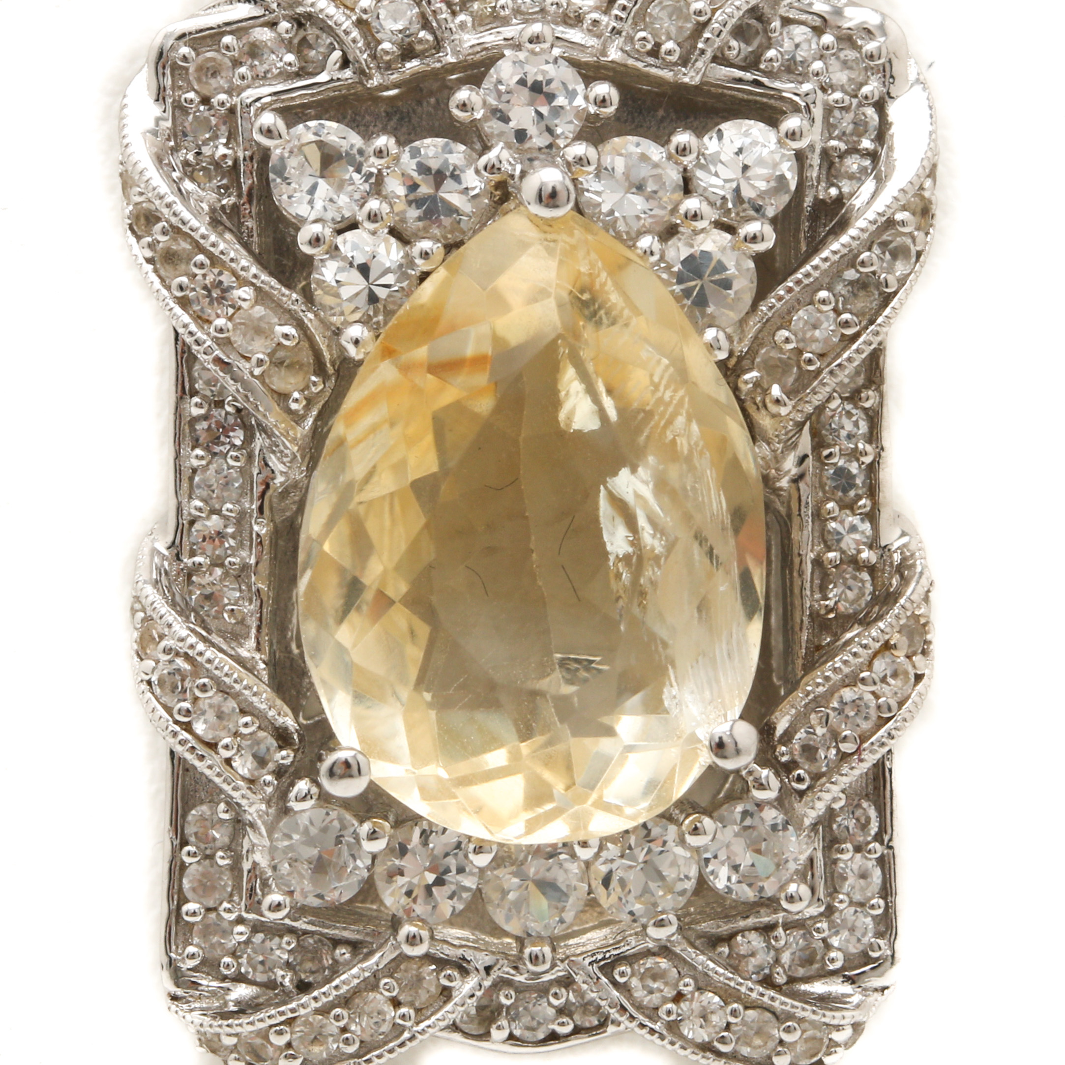 Sterling Silver Citrine and White Sapphire Pendant Necklaces