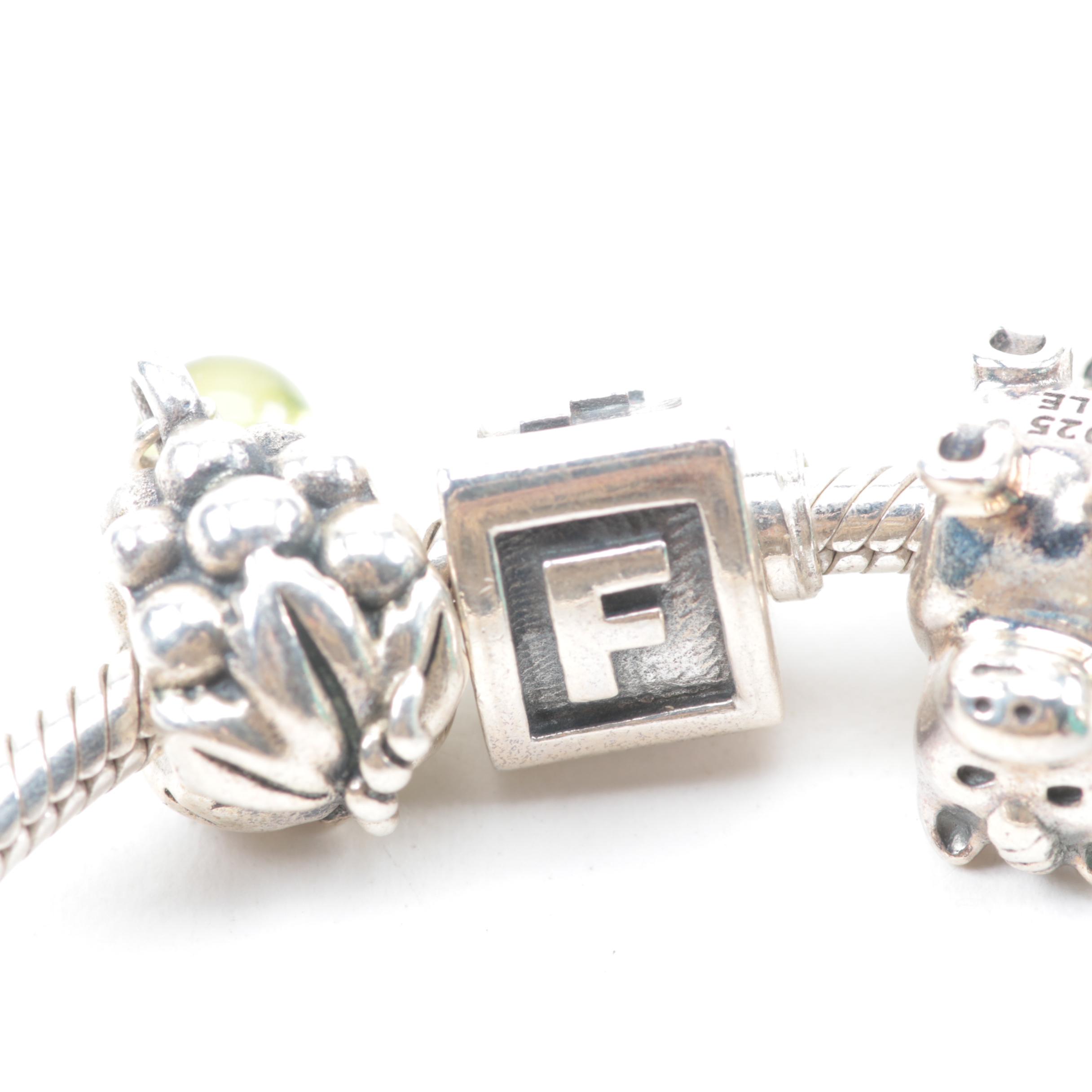 Pandora Sterling Silver Bracelet with Six Charms