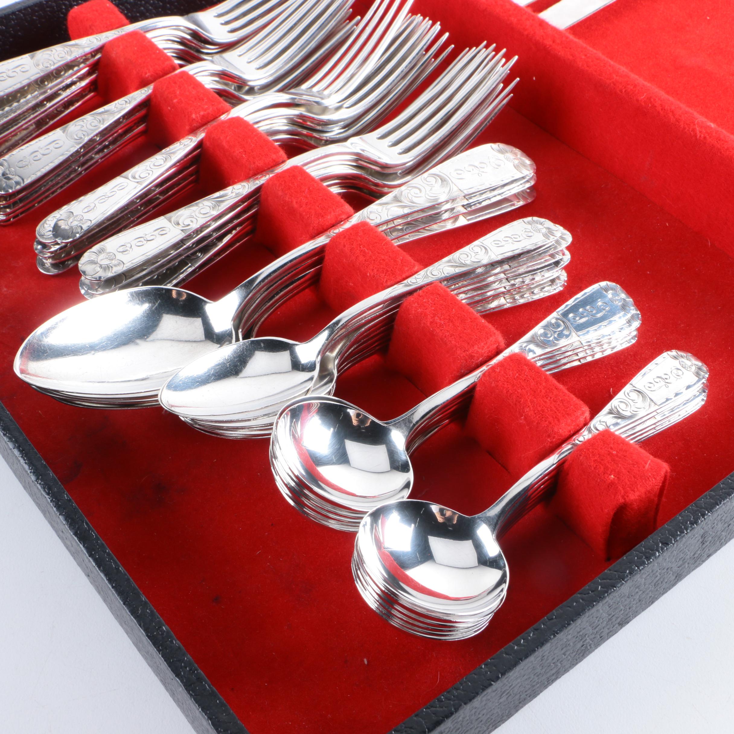 Late 19th Century Justis & Armiger Sterling Silver Flatware Set
