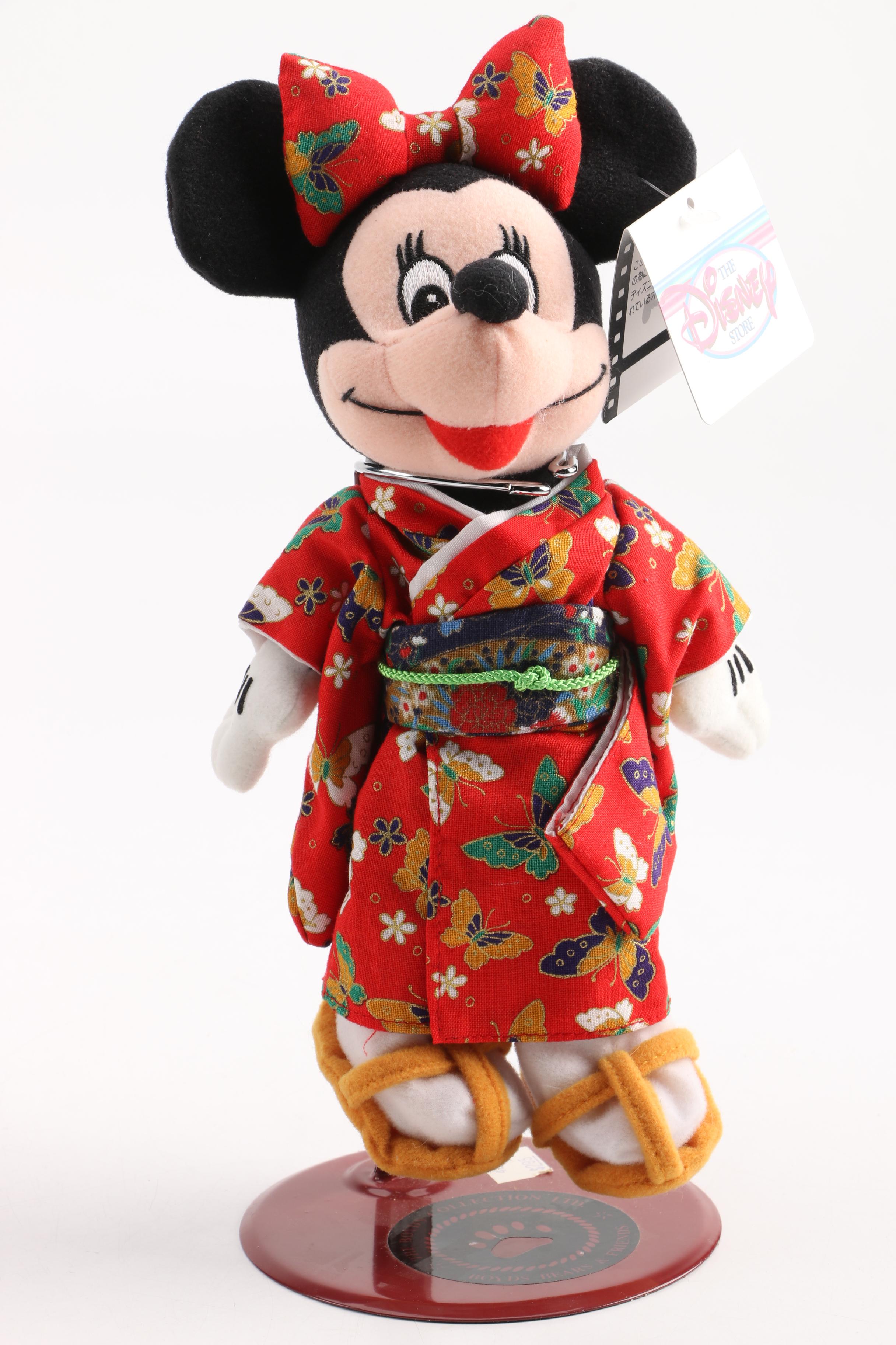 1987 Disney Store Japan "Mickey" and "Minnie Mouse" Plush Dolls