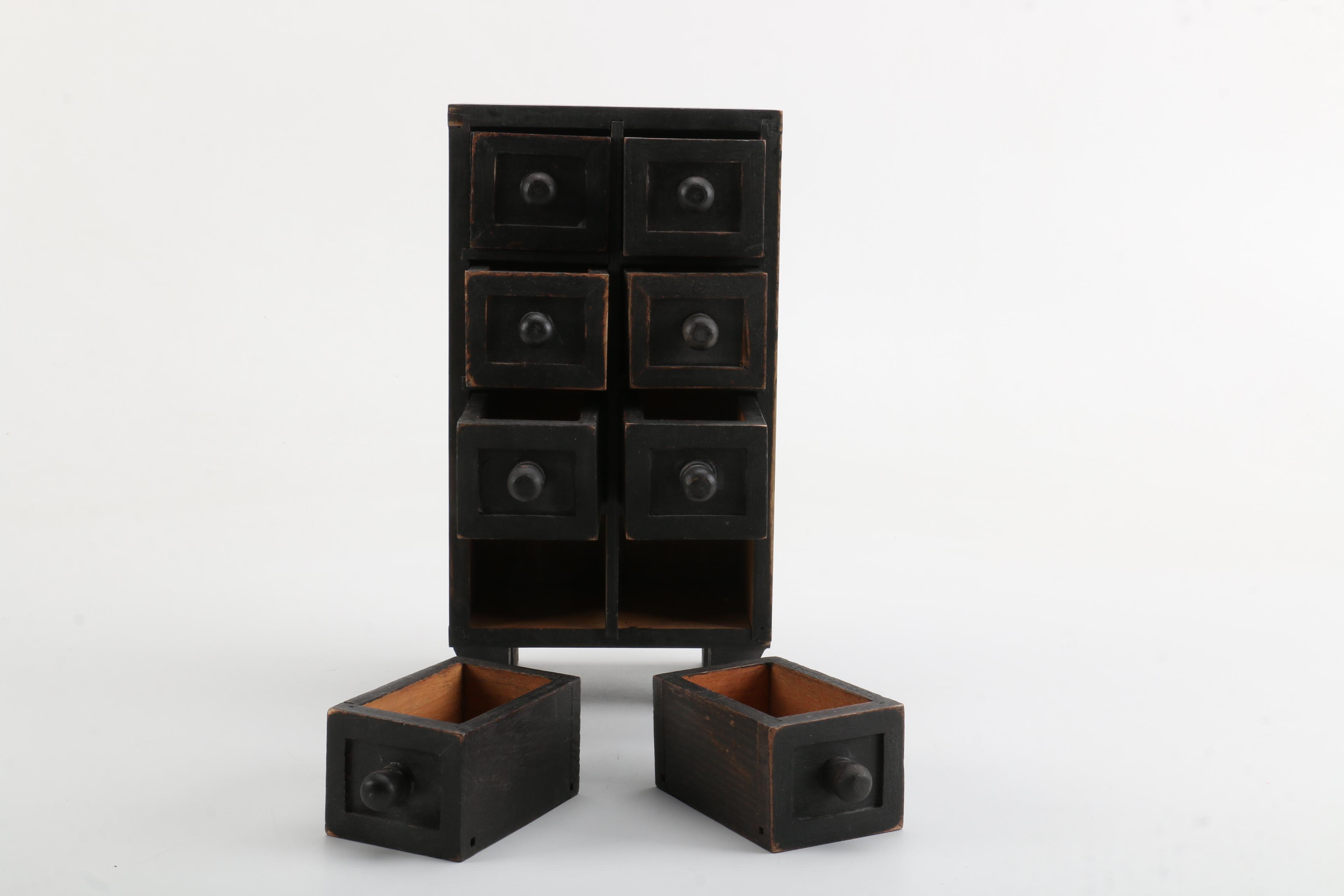 Vintage Wood Wall Boxes and Chest