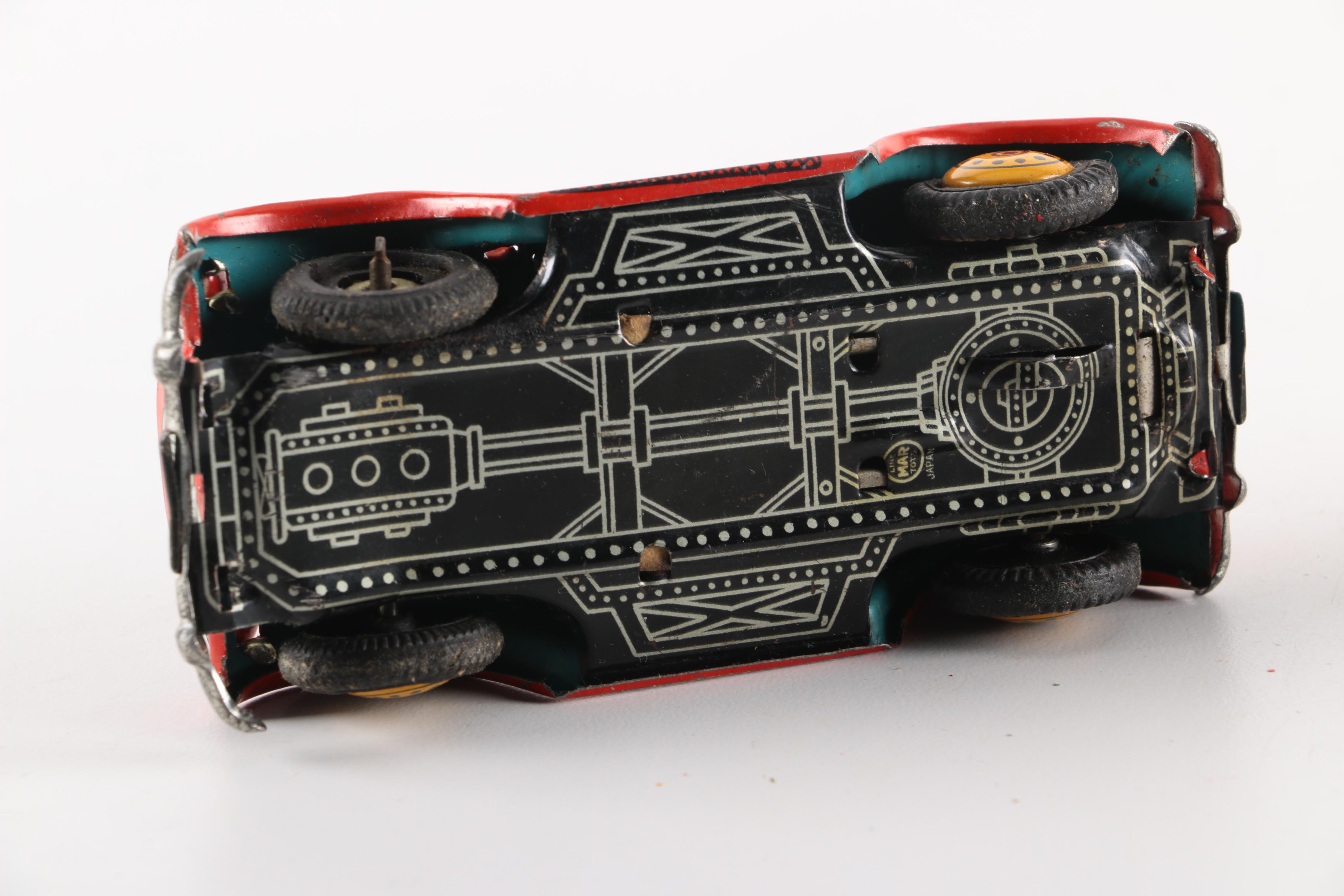 Vintage Tin Litho Toys Including Linemar Jalopy