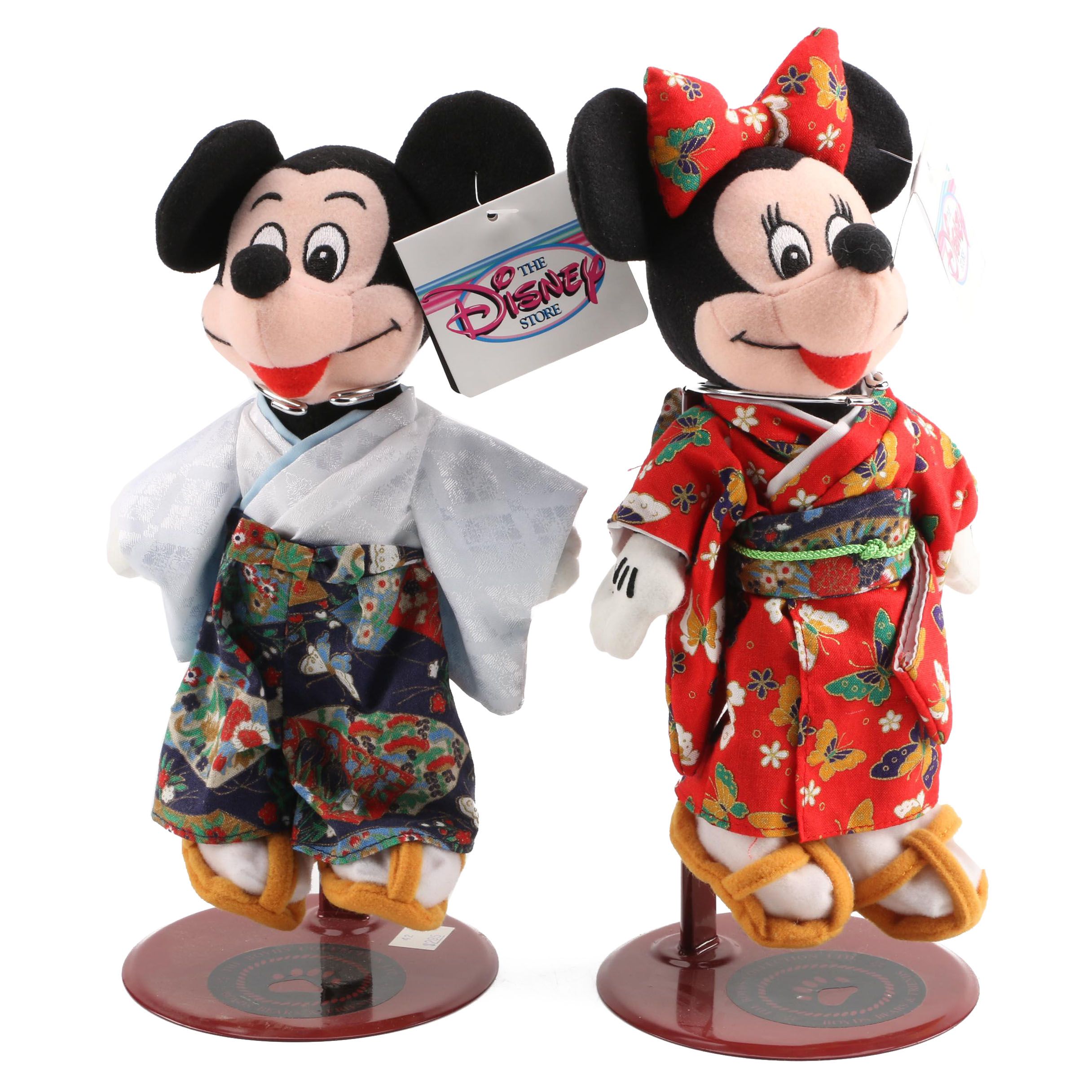 1987 Disney Store Japan "Mickey" and "Minnie Mouse" Plush Dolls