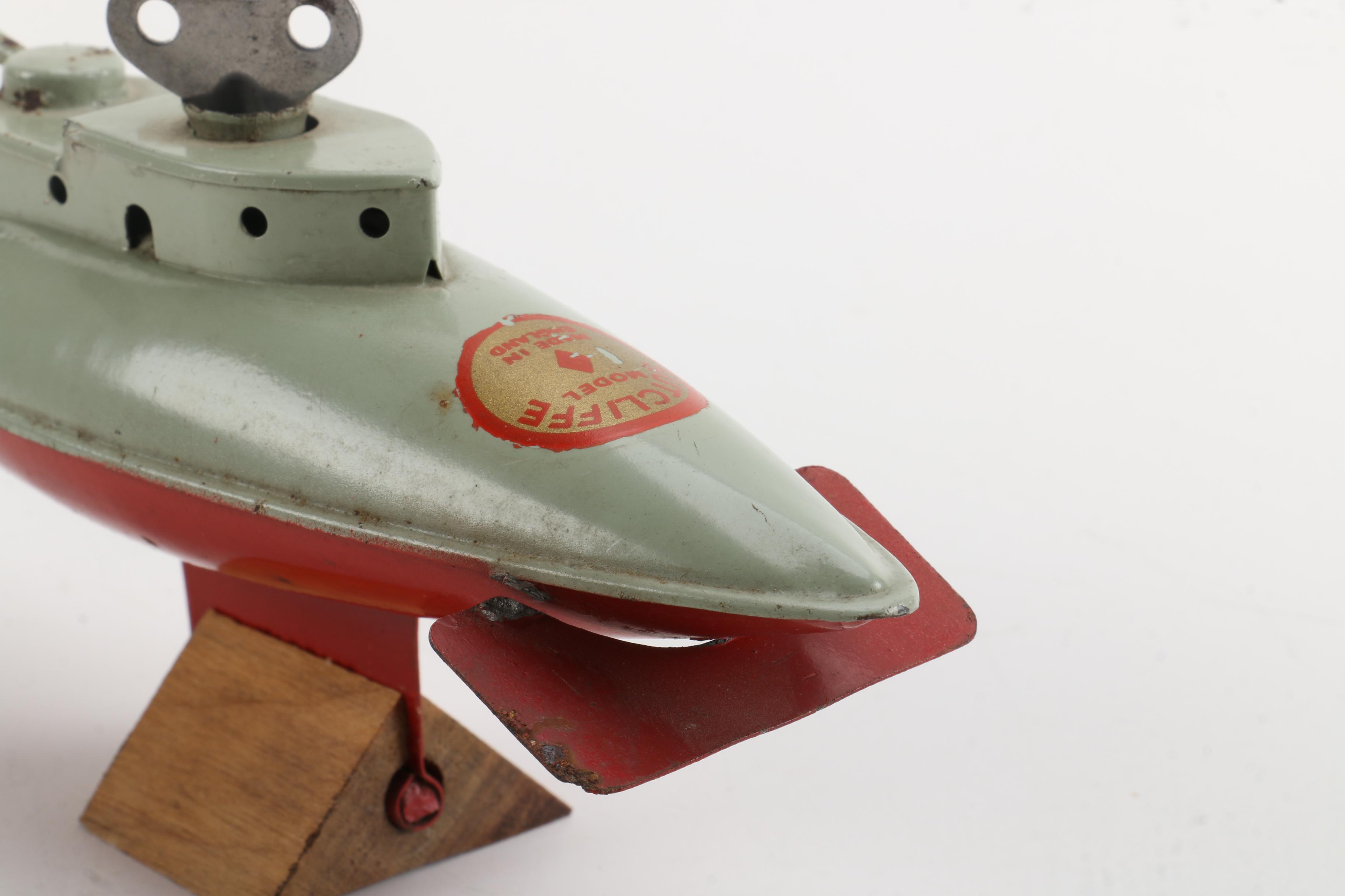 Vintage Sutcliffe Wind-Up Submarine Toy
