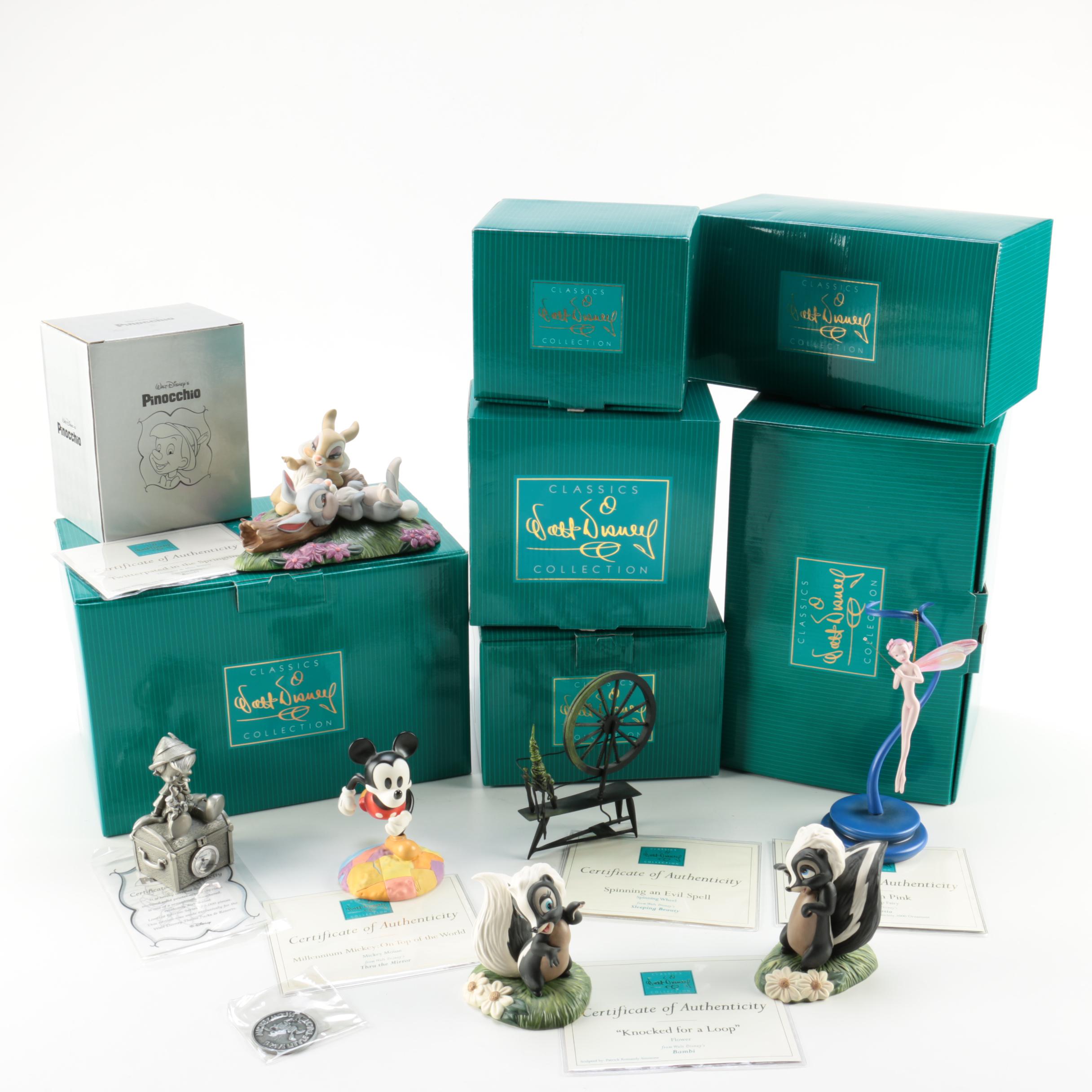 Walt Disney "Classics Collection" Porcelain Figurines and Pewter Pinnochio