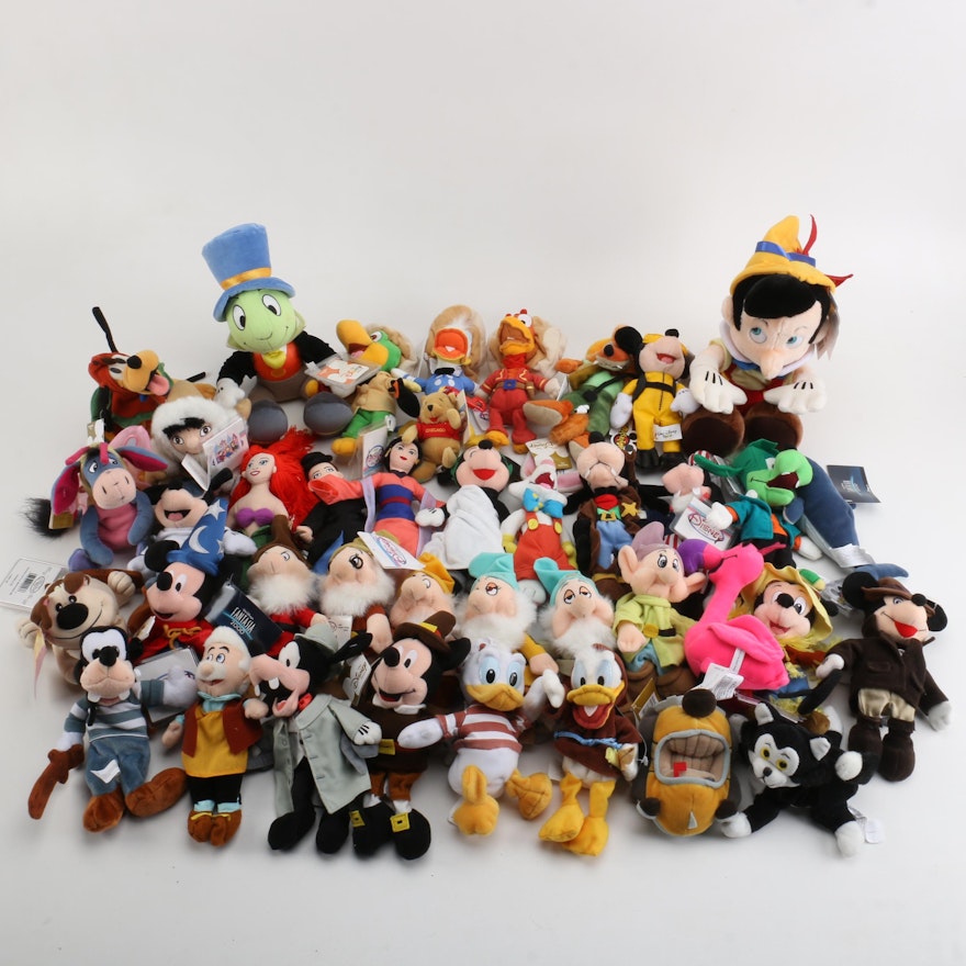 Vintage Disney Store Plush Dolls Featuring "Mickey Mouse" and Friends