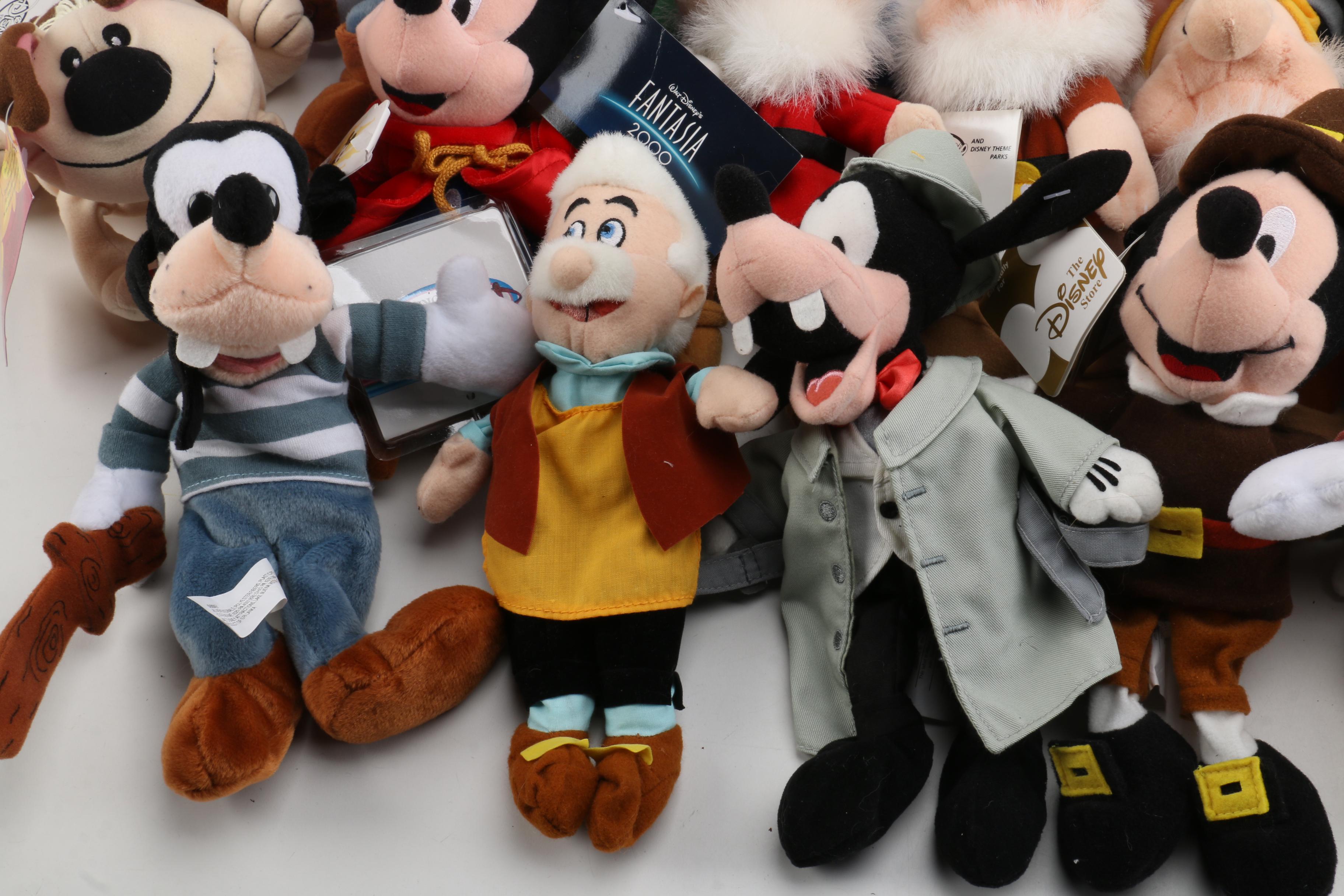 Vintage Disney Store Plush Dolls Featuring "Mickey Mouse" and Friends