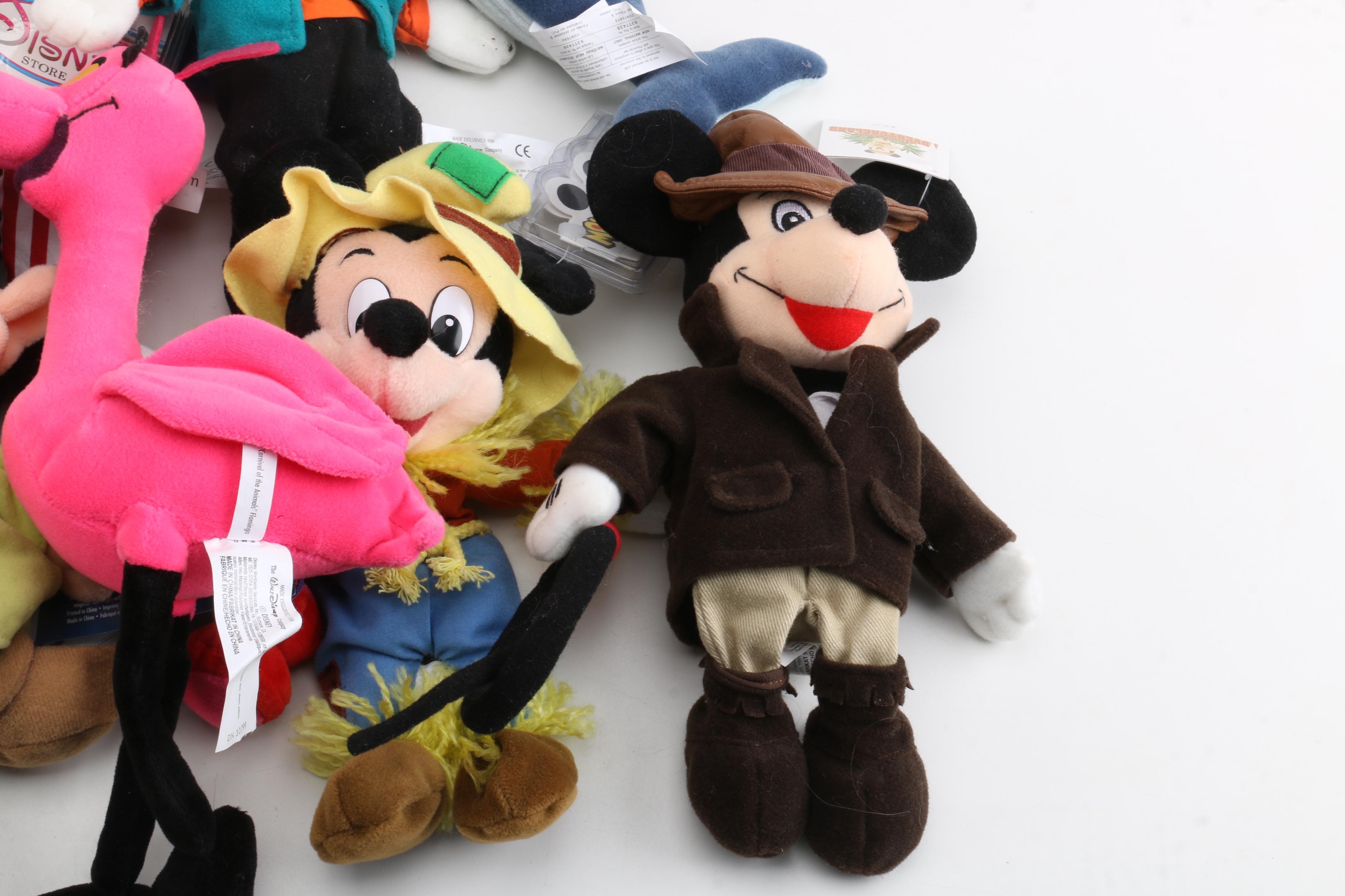 Vintage Disney Store Plush Dolls Featuring "Mickey Mouse" and Friends