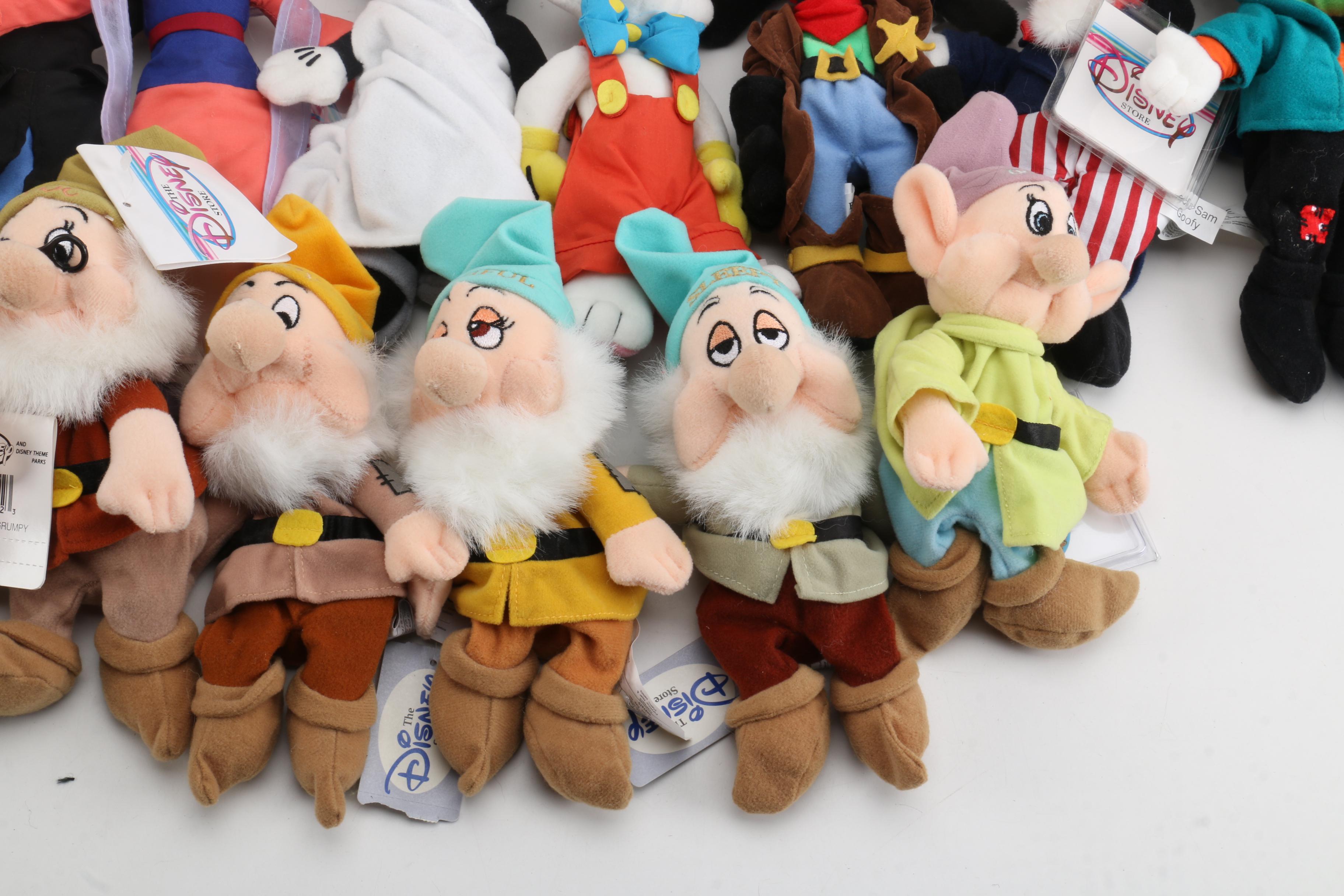 Vintage Disney Store Plush Dolls Featuring "Mickey Mouse" and Friends