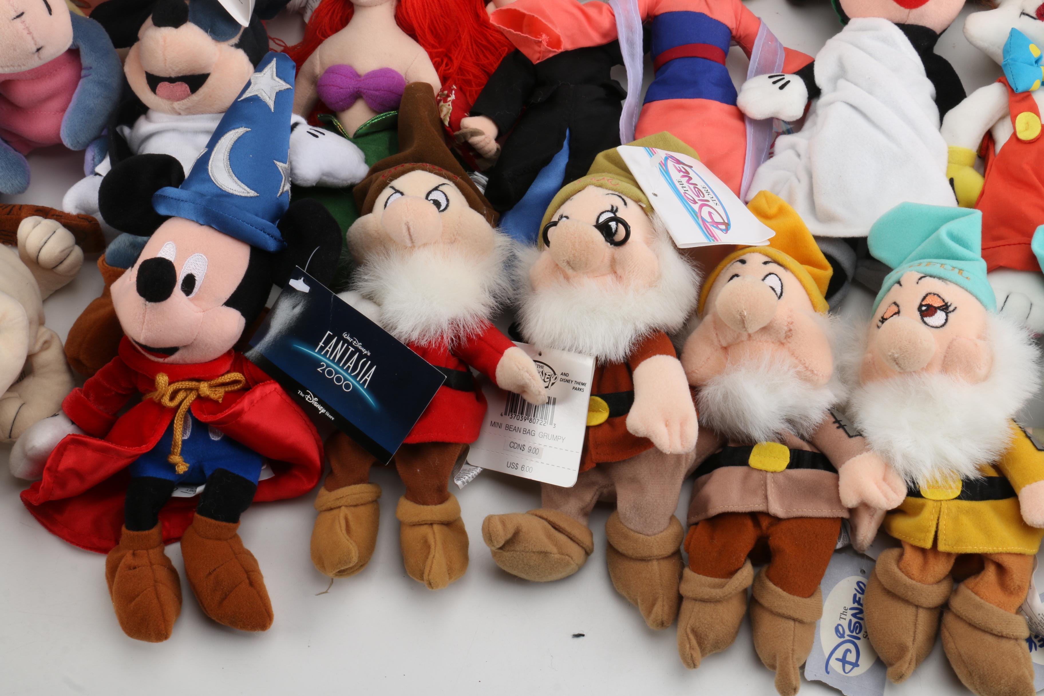 Vintage Disney Store Plush Dolls Featuring "Mickey Mouse" and Friends