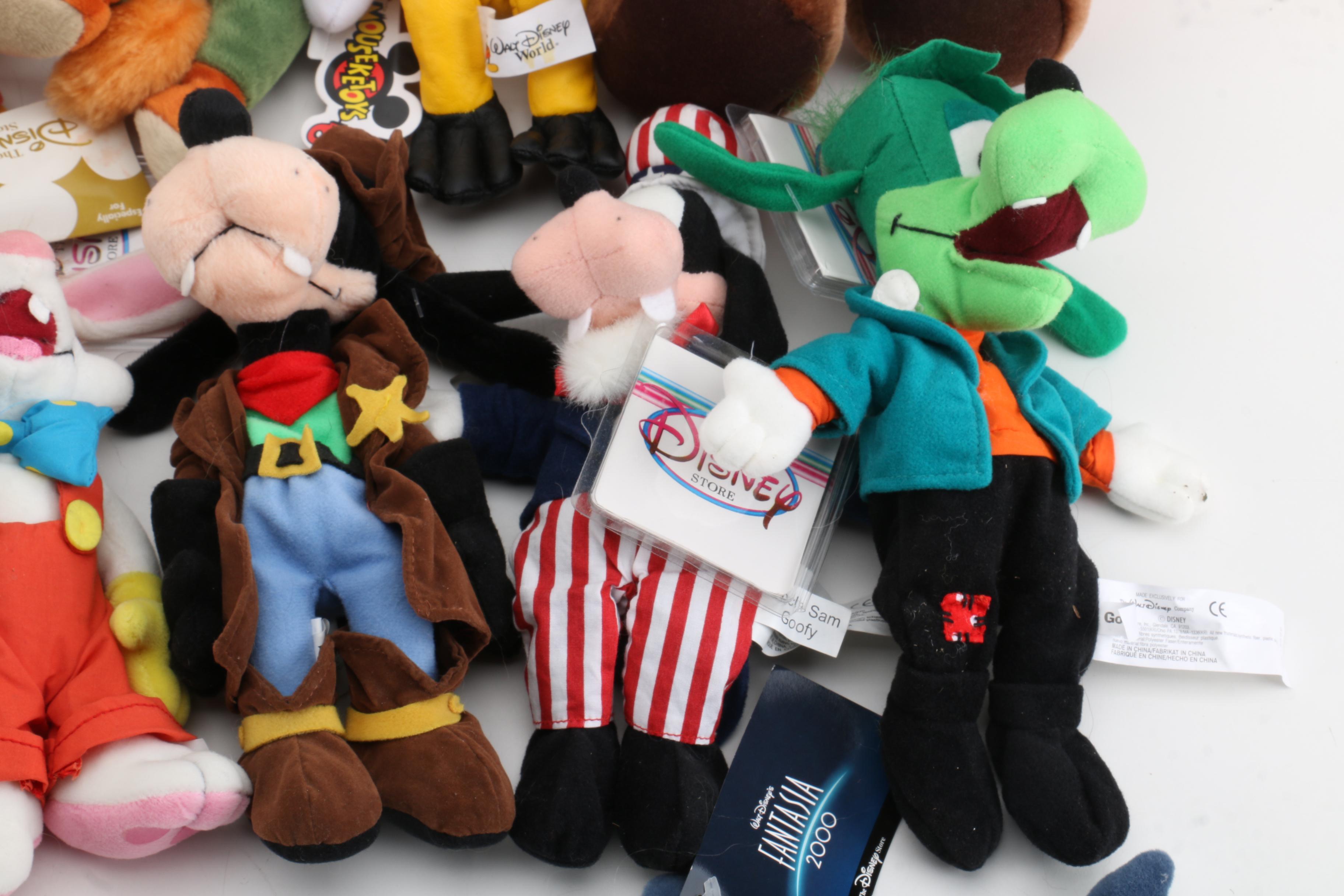Vintage Disney Store Plush Dolls Featuring "Mickey Mouse" and Friends