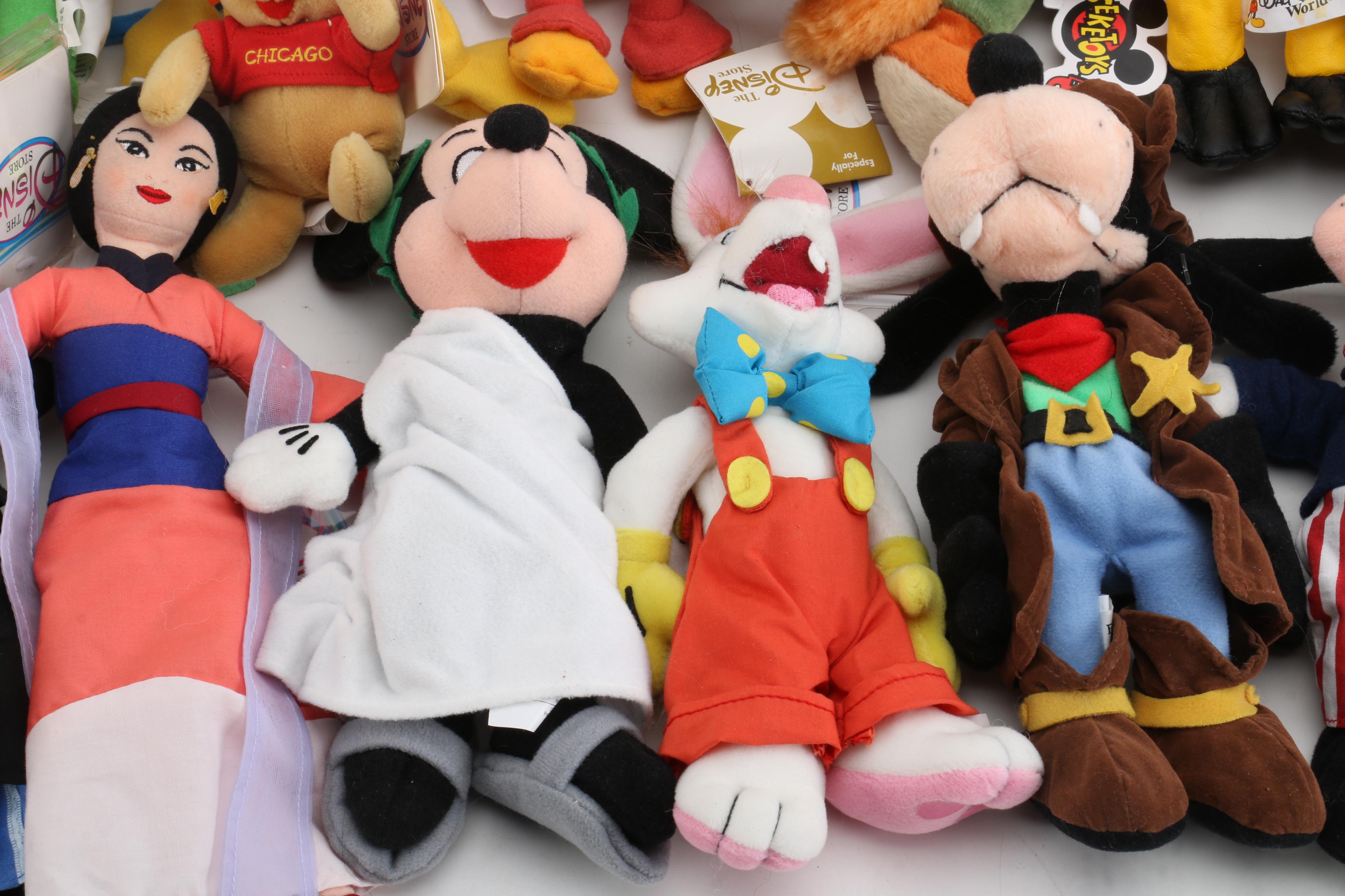 Vintage Disney Store Plush Dolls Featuring "Mickey Mouse" and Friends