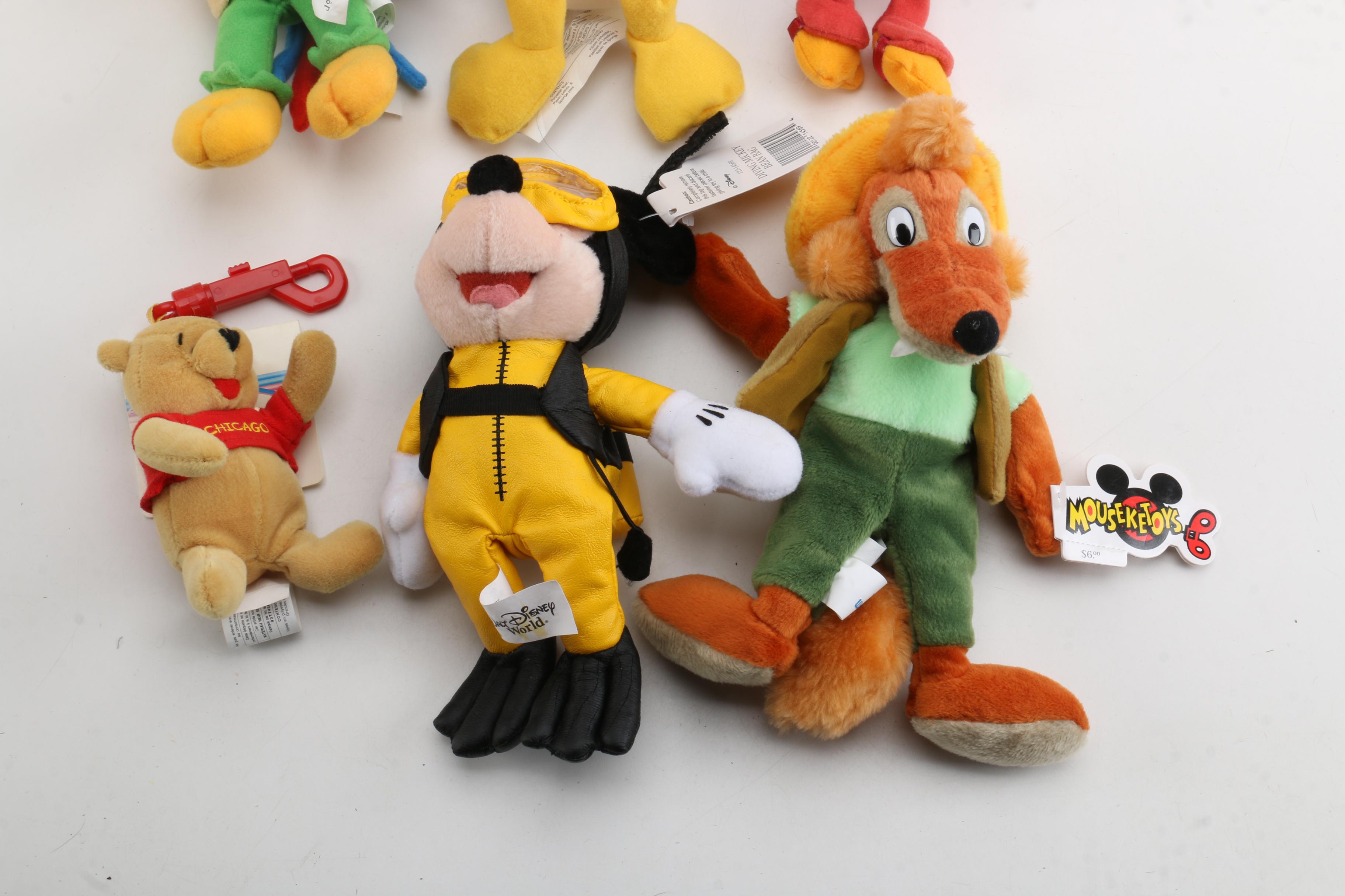 Vintage Disney Store Plush Dolls Featuring "Mickey Mouse" and Friends