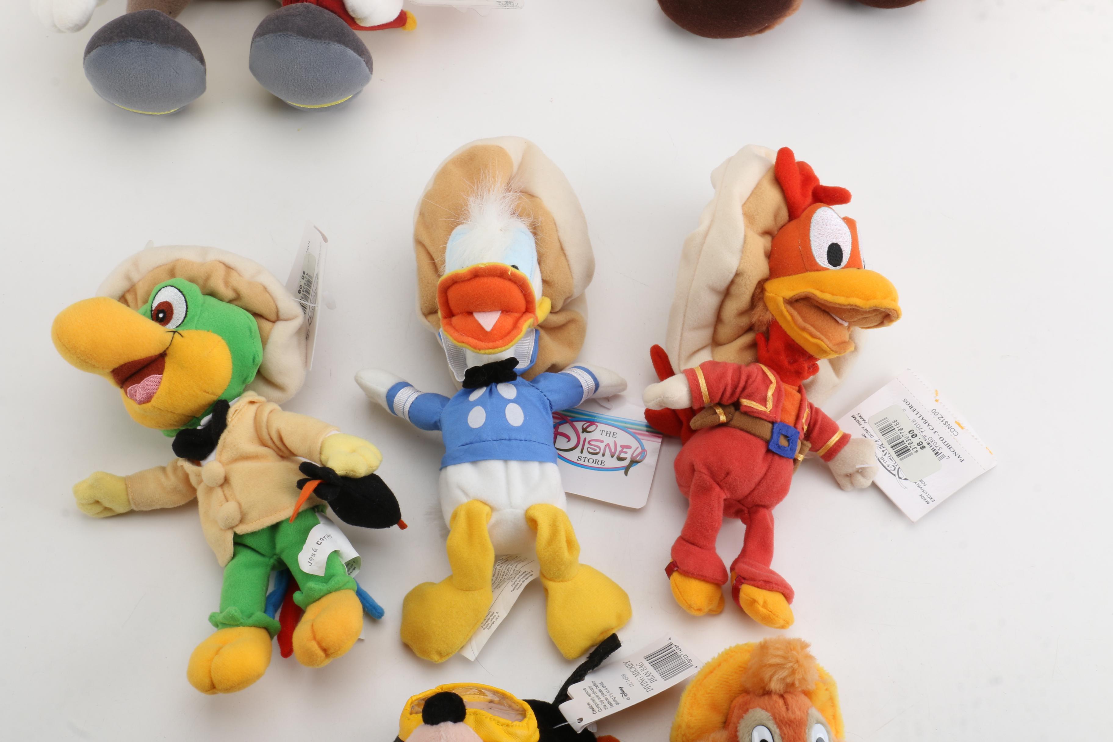 Vintage Disney Store Plush Dolls Featuring "Mickey Mouse" and Friends