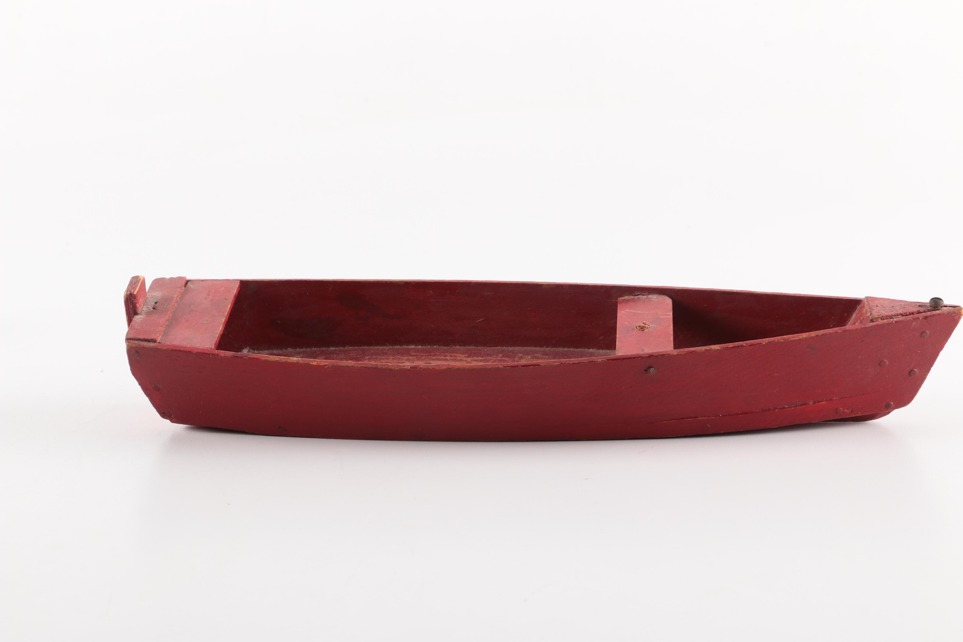 Painted Wooden Model Canoes