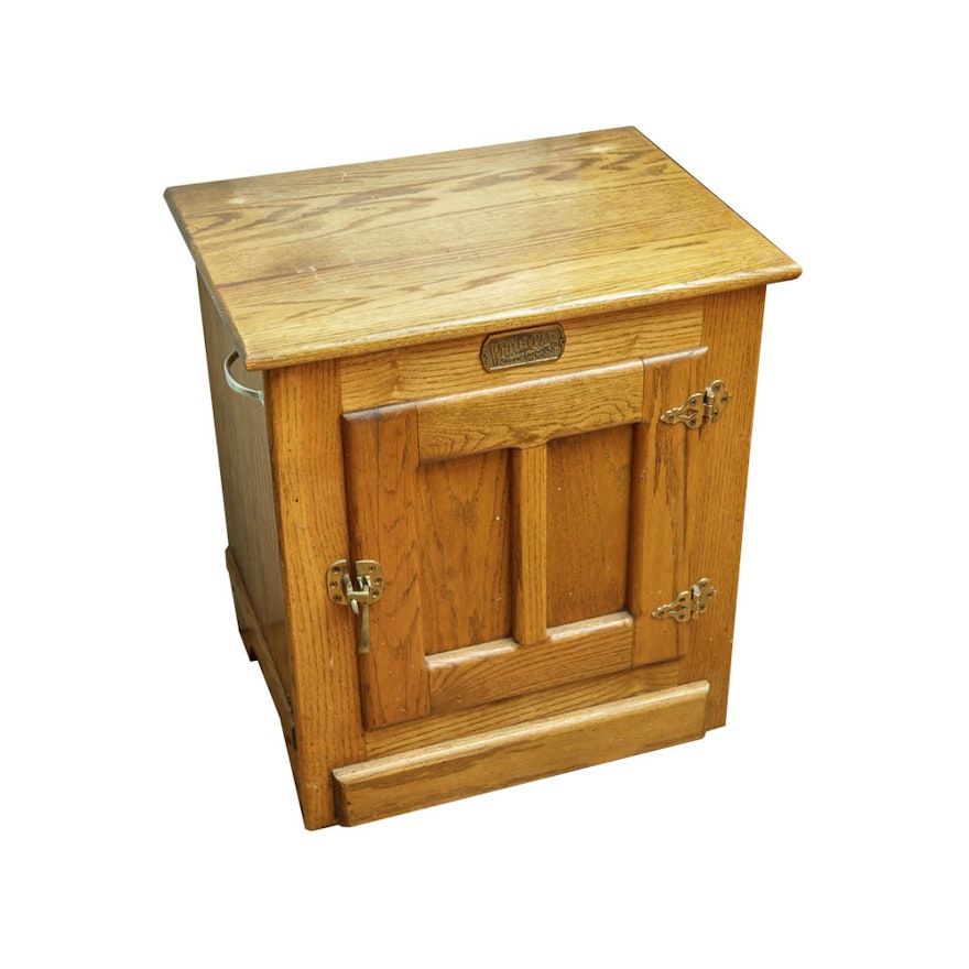 Vintage Oak Reproduction Ice Box by White Clad
