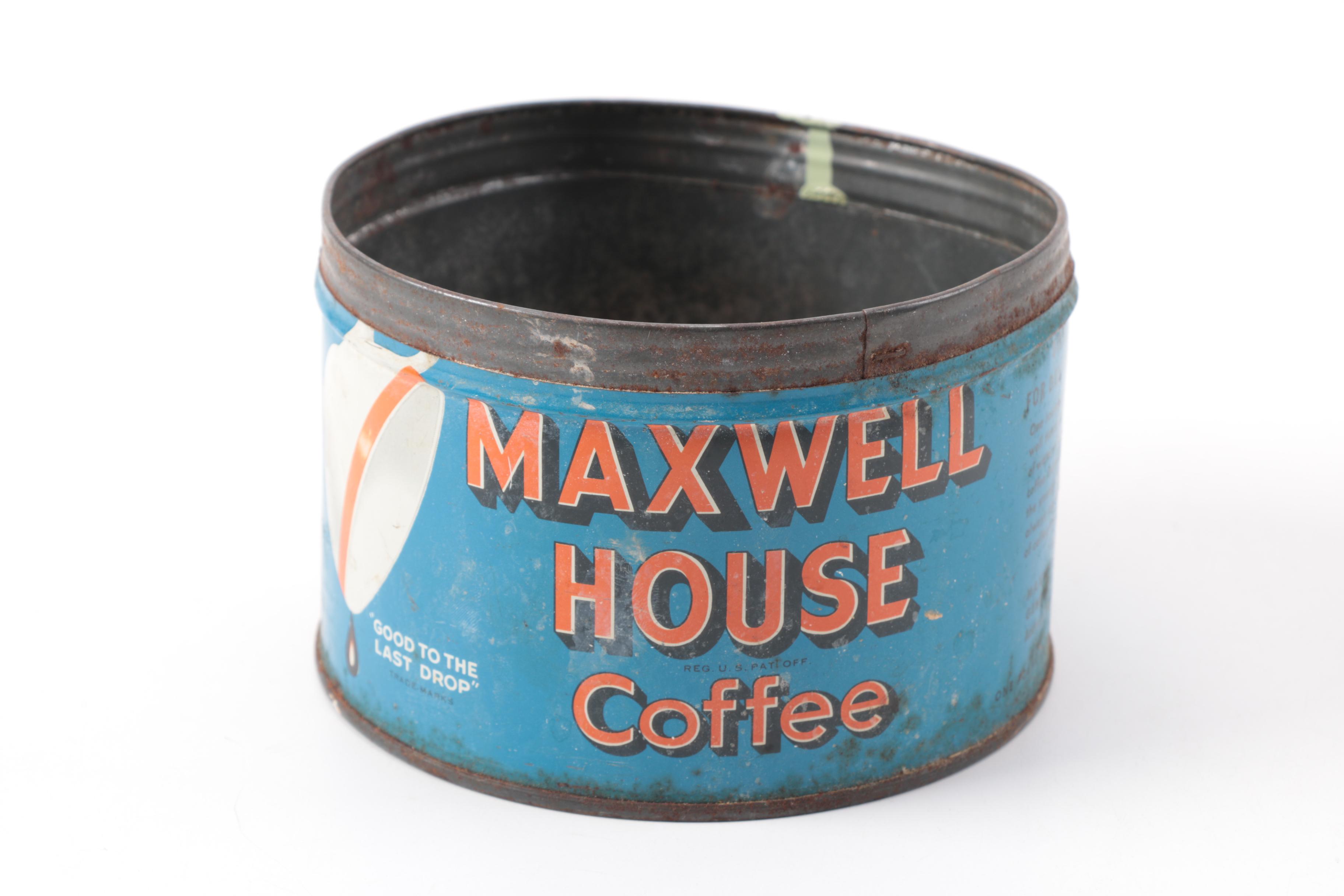 Vintage Maxwell House Tin with Limited Edition Quaker Oats Reproduction Tin