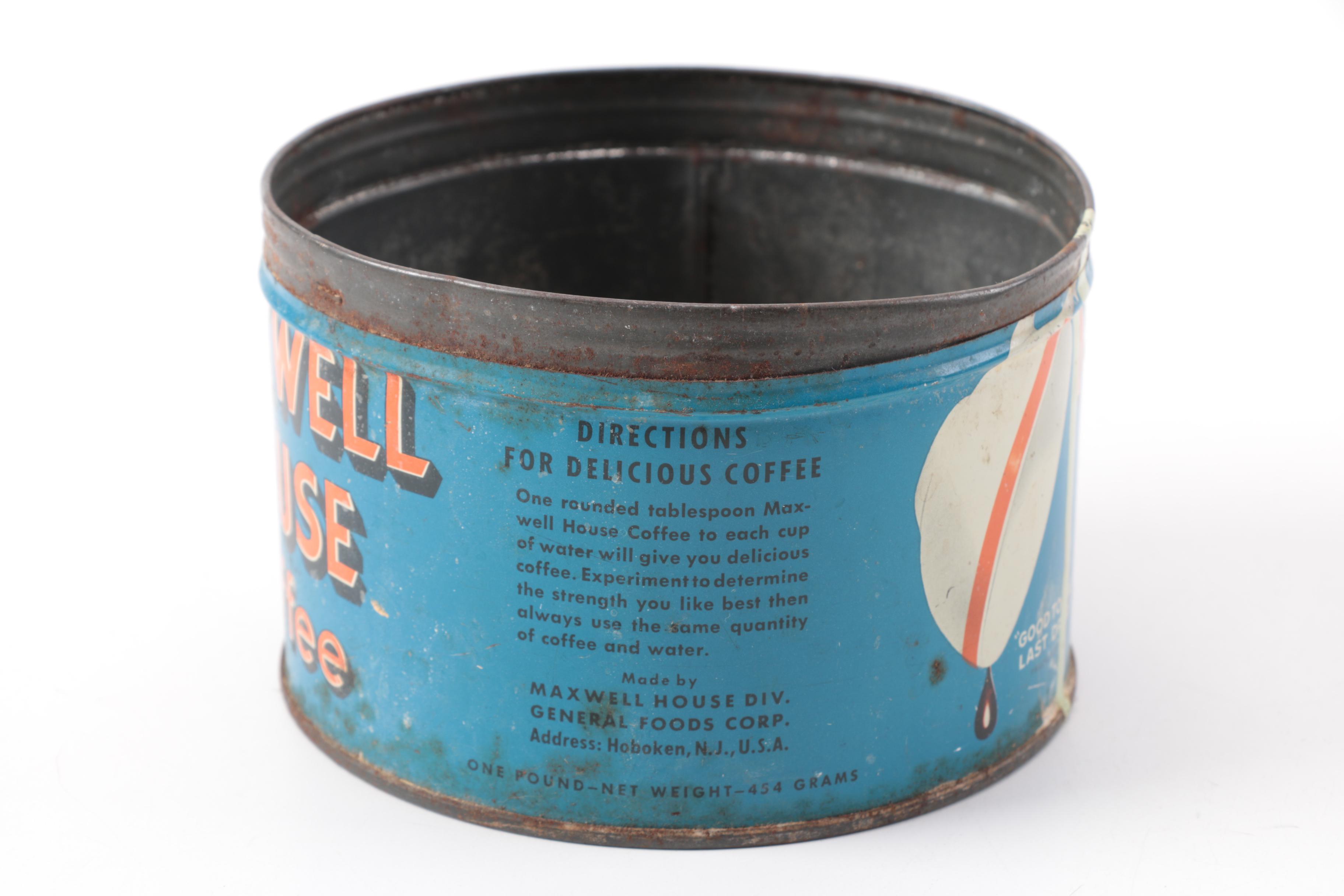 Vintage Maxwell House Tin with Limited Edition Quaker Oats Reproduction Tin