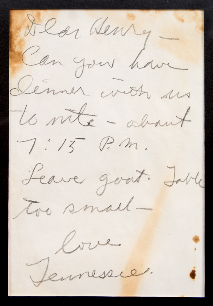 Henry Faulkner and Tennessee Williams: A Note, Telegram and Watercolor