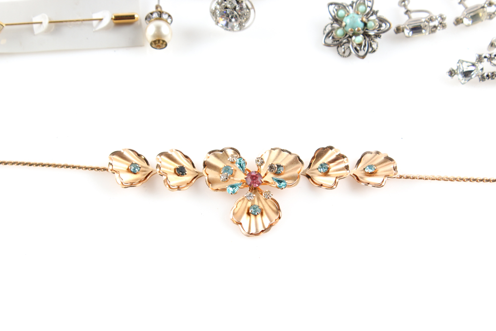 Vintage Costume Jewelry in Beaded Bag