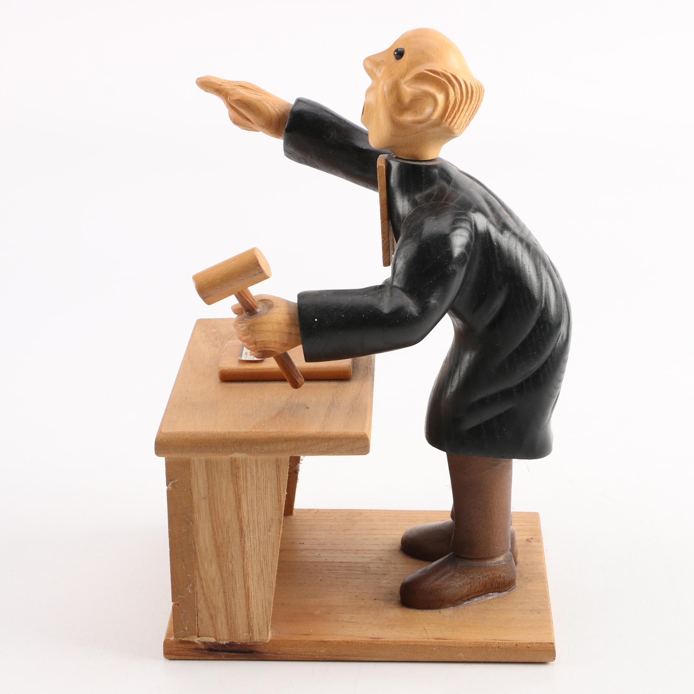 Vintage Romer Hand Carved Wooden Judge Figurine