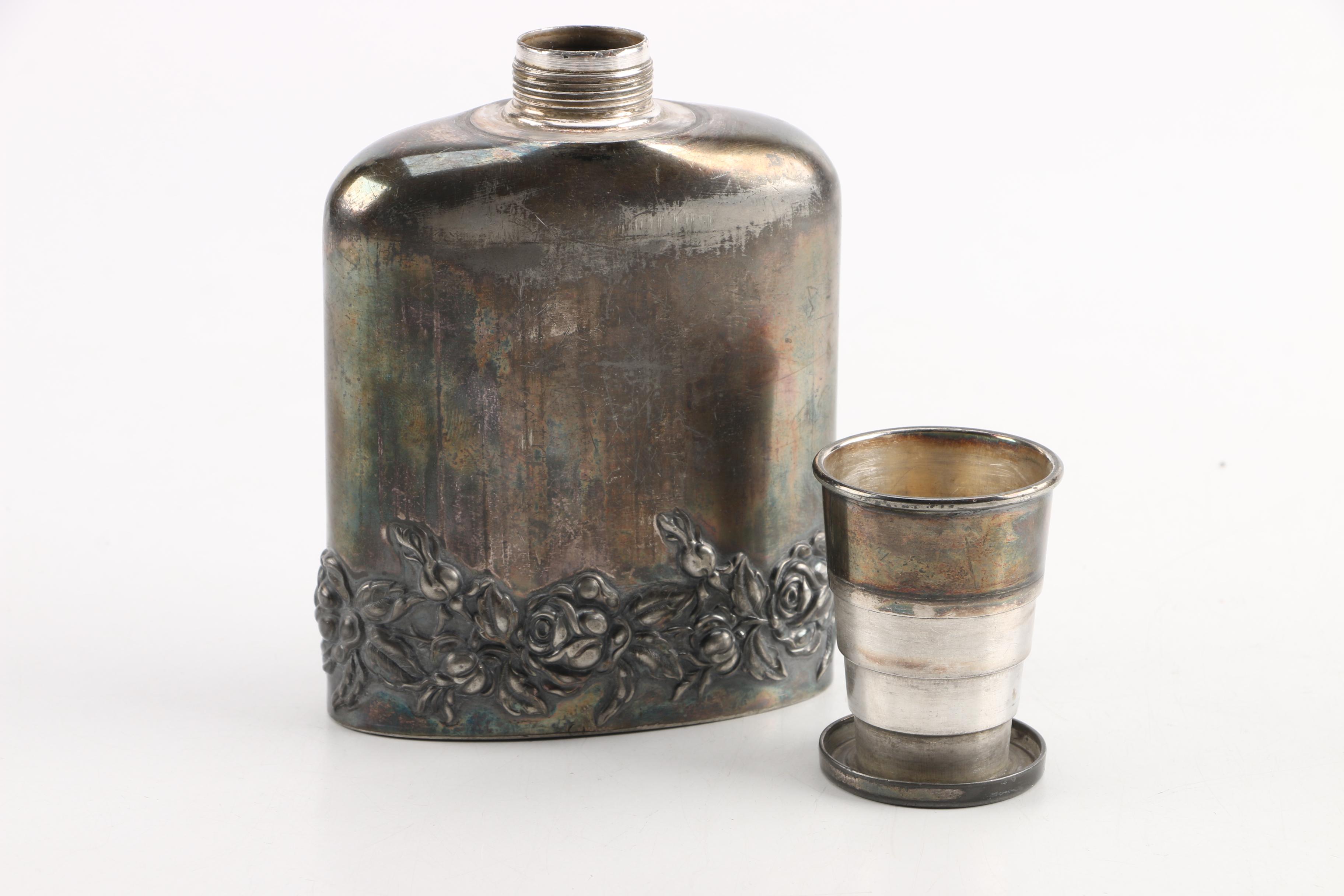 19th Century Derby Silver Co. and Other Silver Plate Flasks