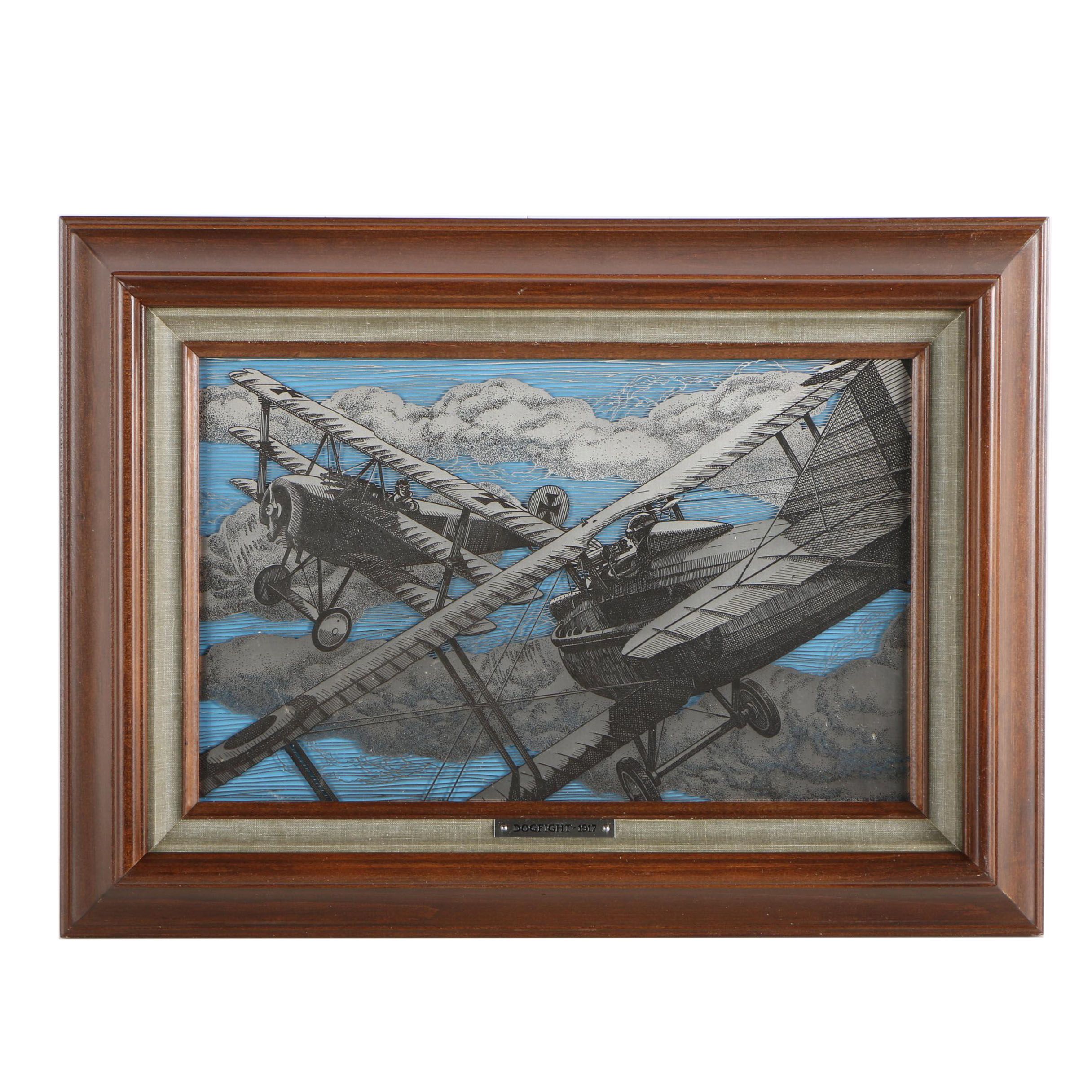 Franklin Mint Limited Edition Silverscene Print "Dogfight 1917"