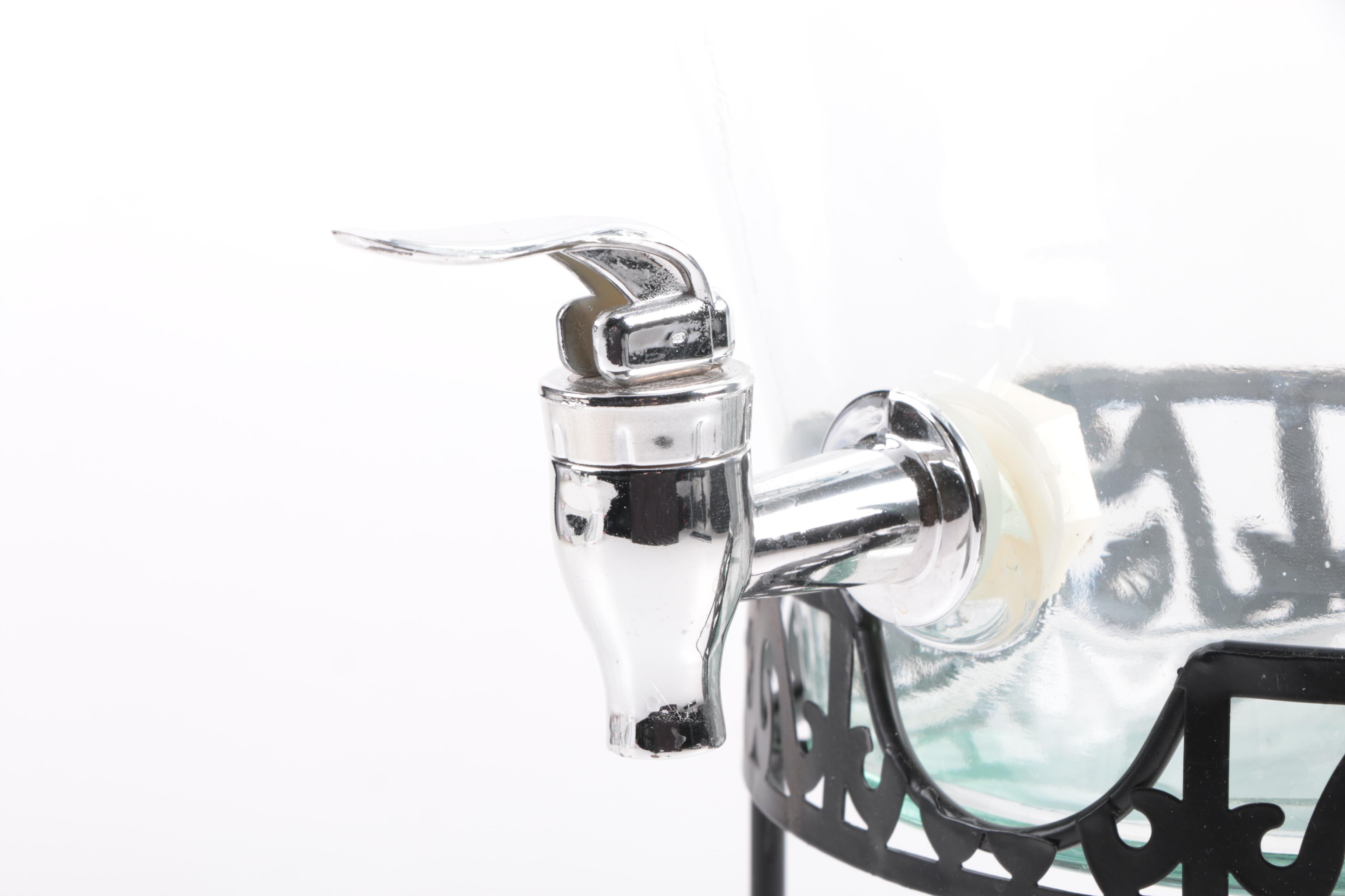 Glass Beverage Dispenser with Metal Stand