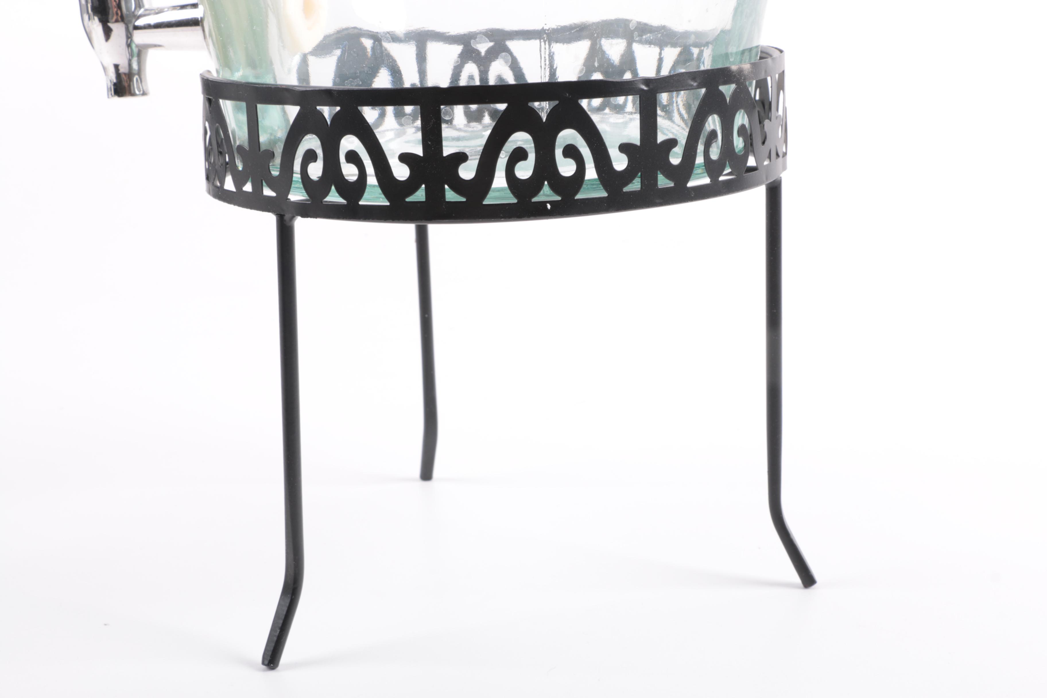 Glass Beverage Dispenser with Metal Stand