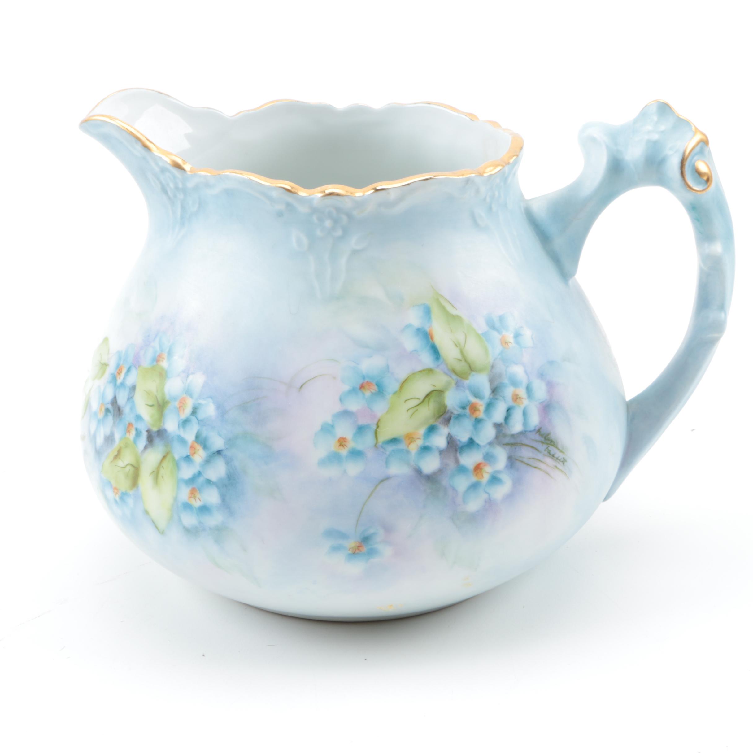 Antique Hand Painted Porcelain Pitcher