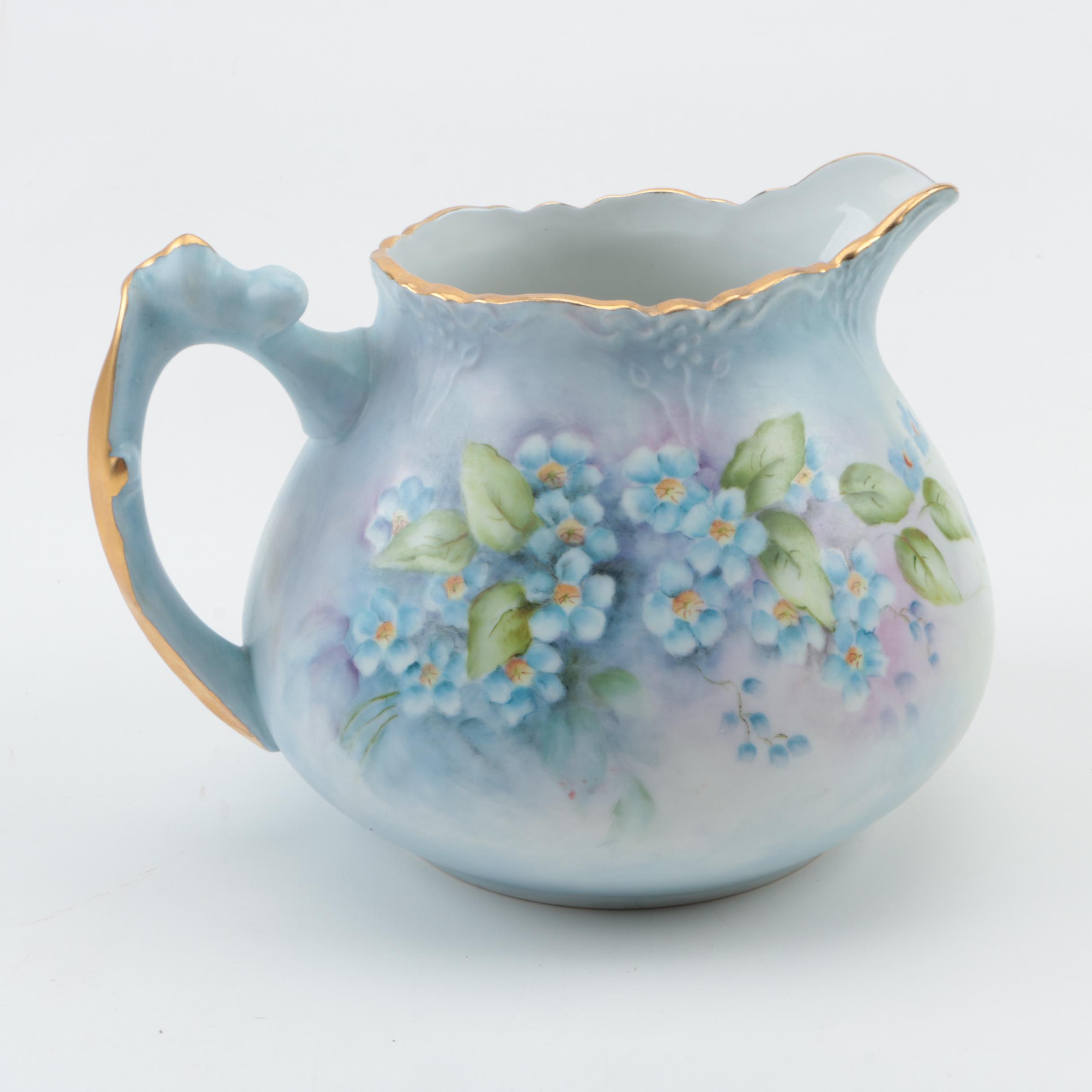 Antique Hand Painted Porcelain Pitcher