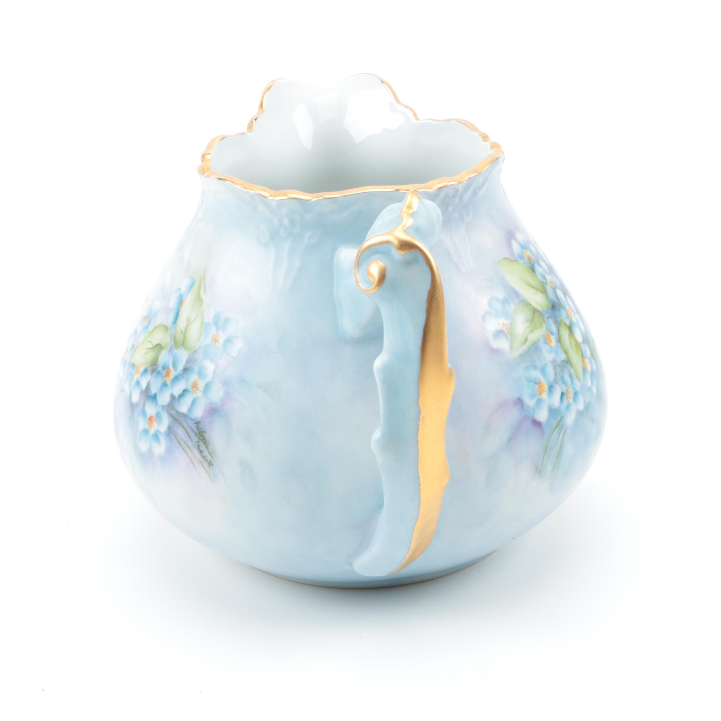 Antique Hand Painted Porcelain Pitcher