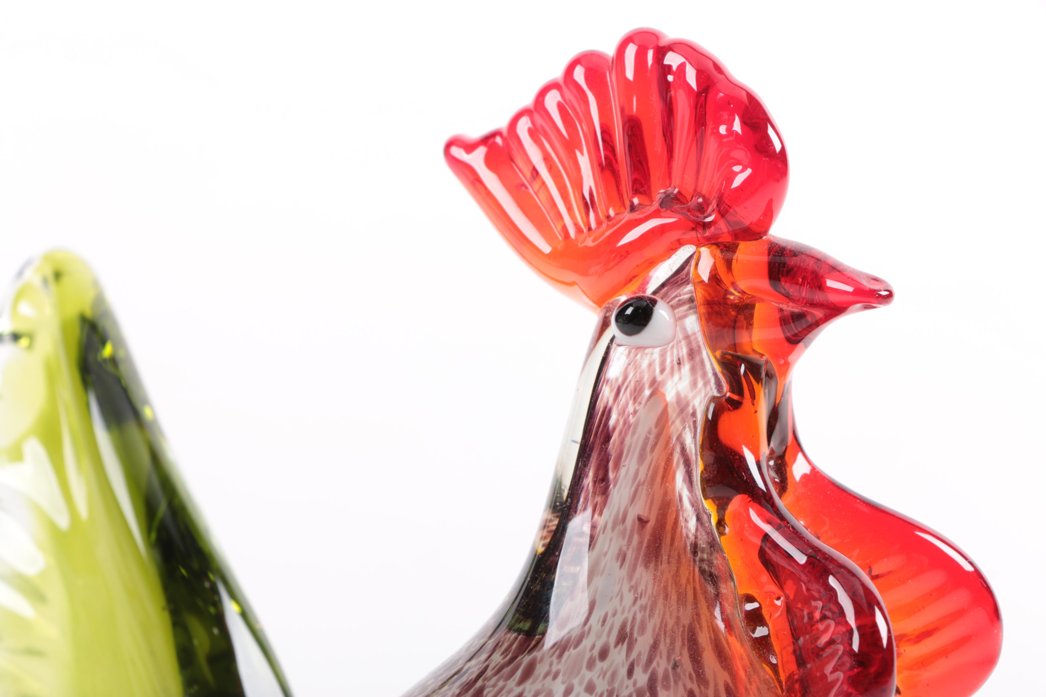 Blown Glass Roosters