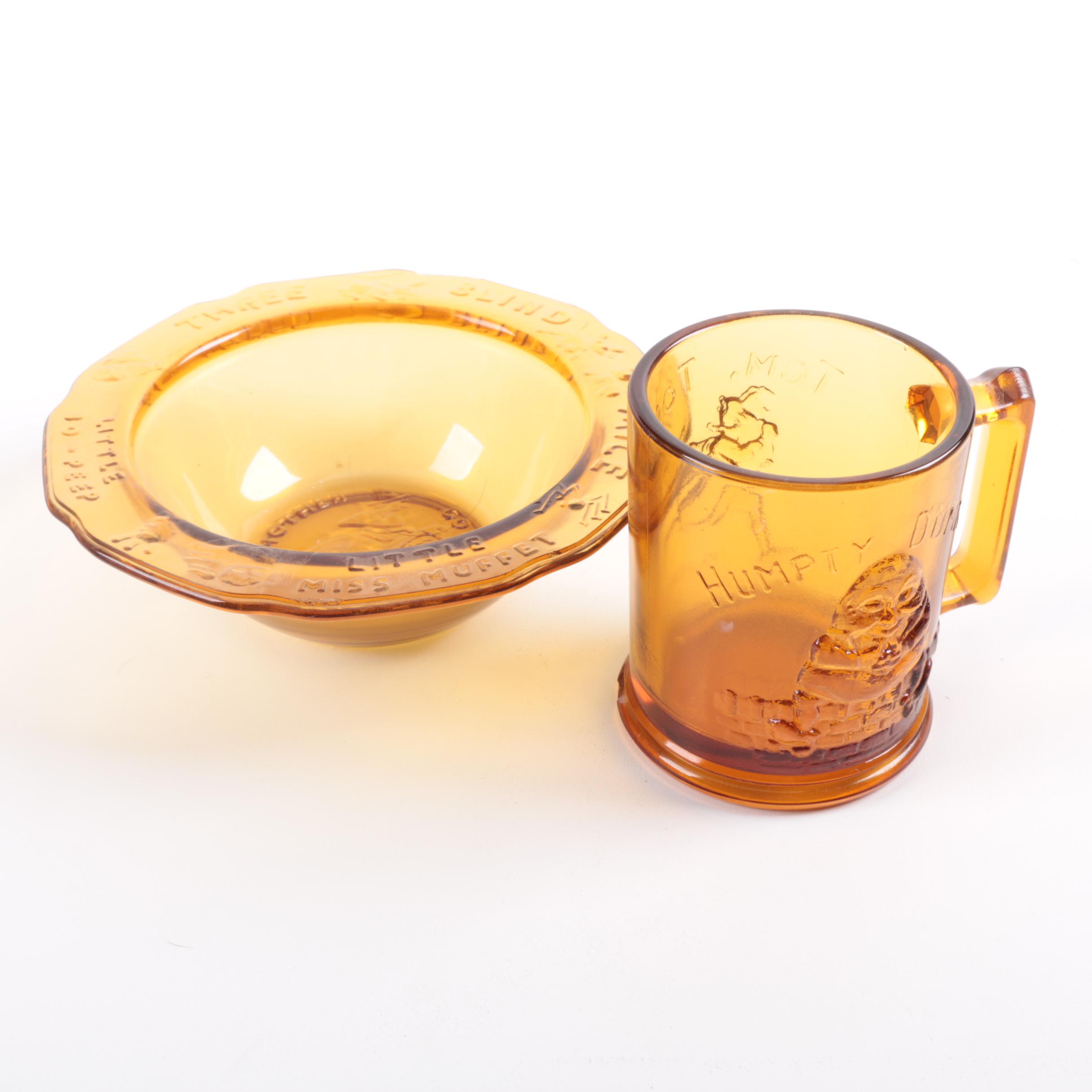 Vintage Indiana Glass Nursery Rhyme Tableware