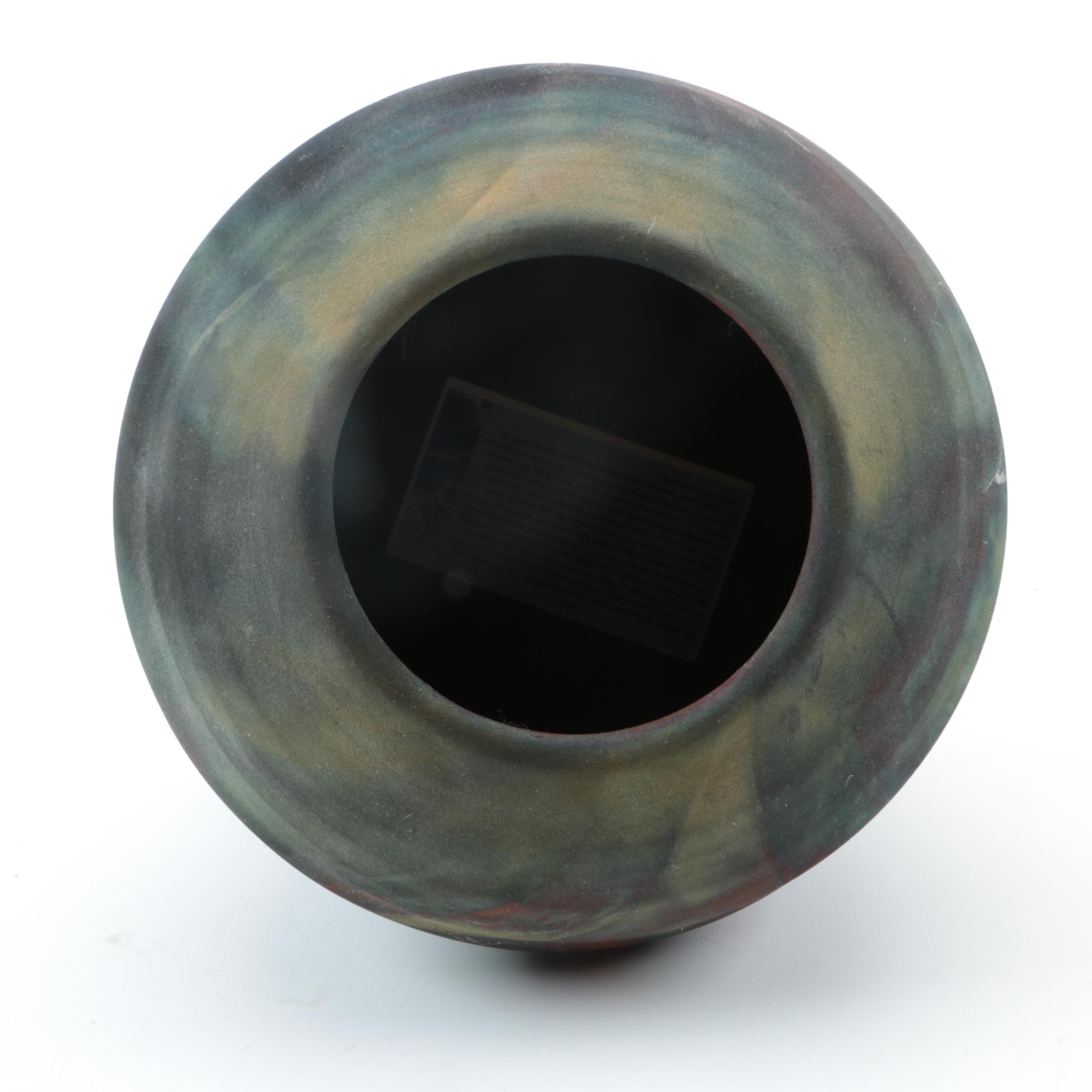 Hand Thrown and Altered Stoneware Raku Vase