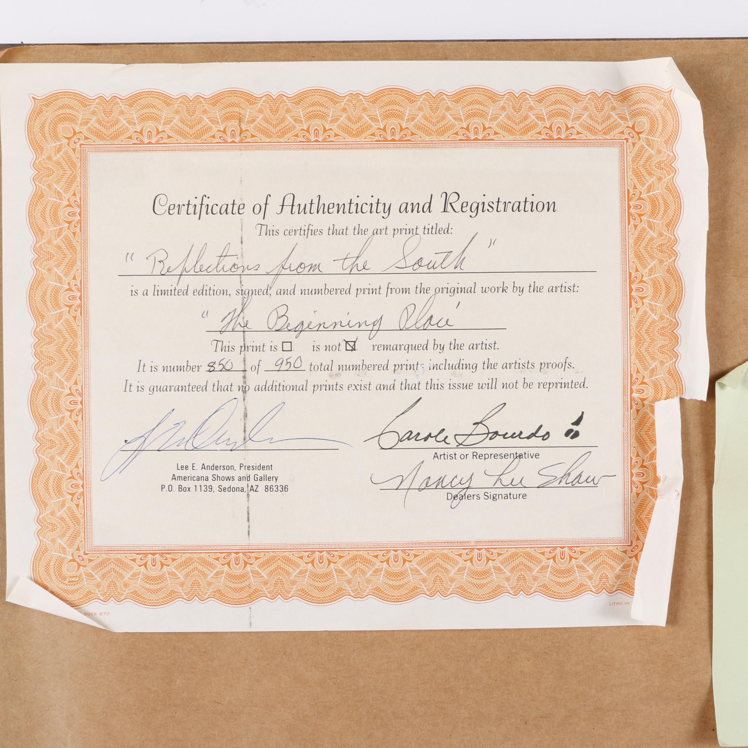 Carole Bourdo 1980s Limited Edition Offset Lithograph "The Beginning Place"