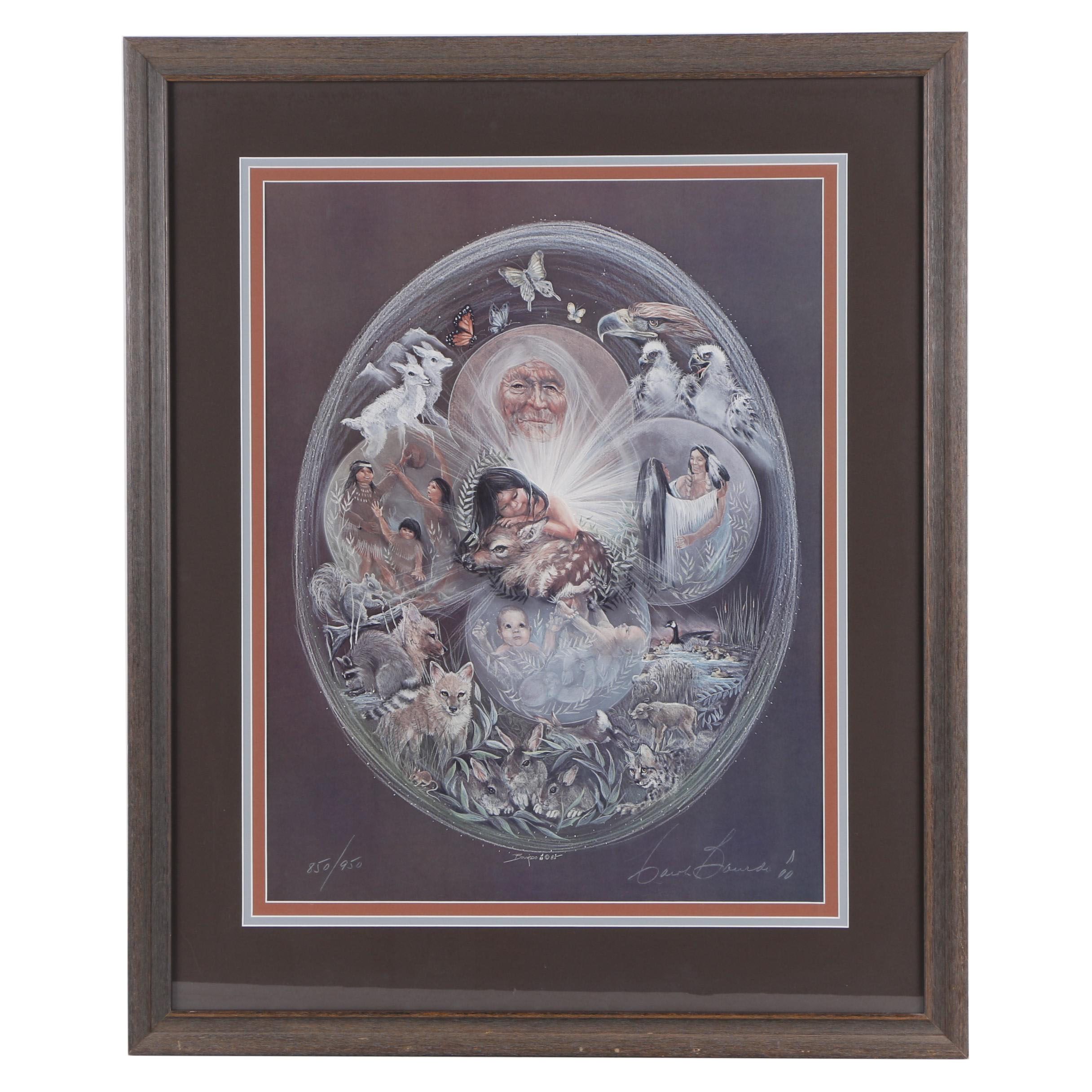 Carole Bourdo 1980s Limited Edition Offset Lithograph "The Beginning Place"