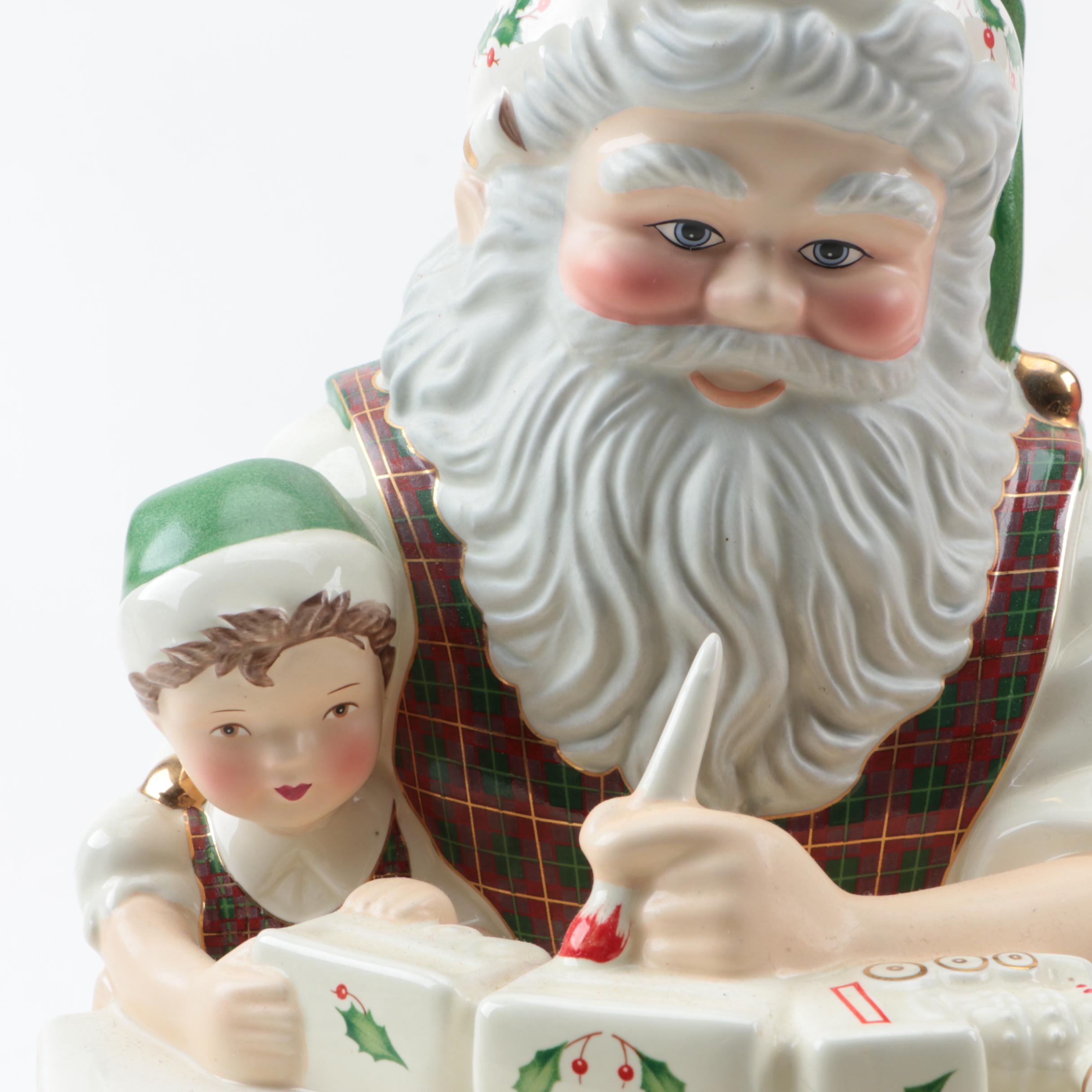 Lenox "Holiday" Santa's Workbench Porcelain Cookie Jar