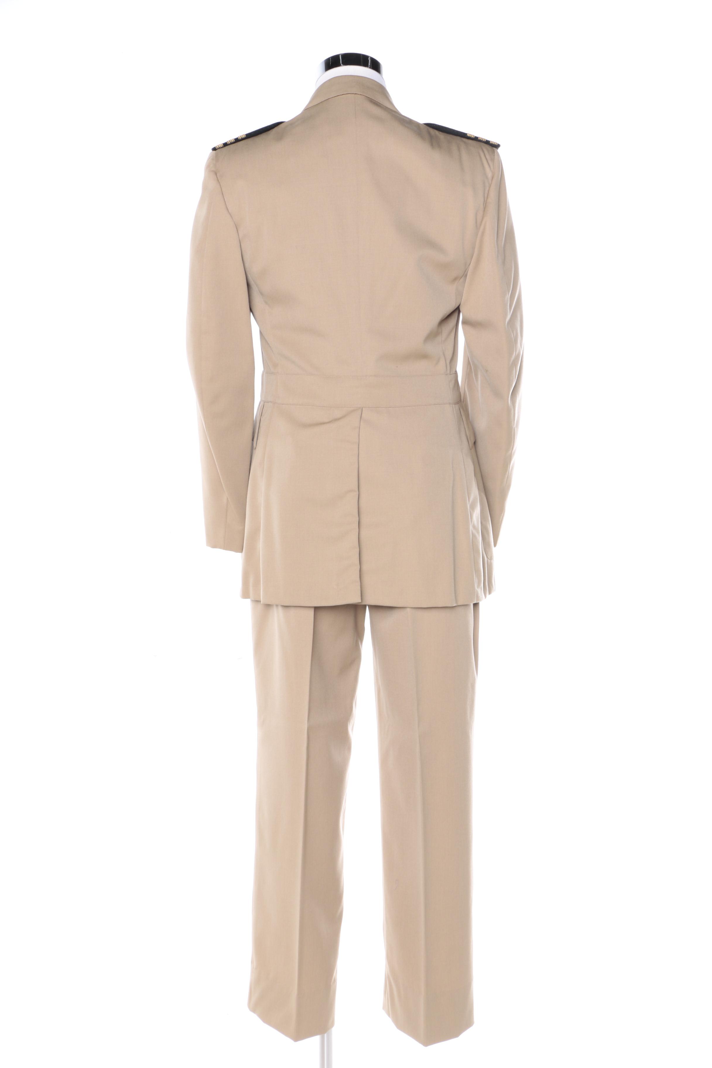 Vintage US Navy Service Dress Khaki Uniform, Cap and Covers