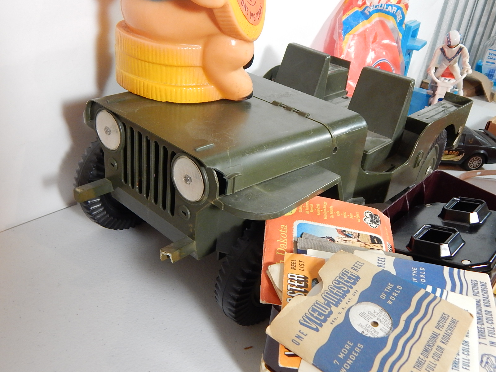 Vintage Toy Lot with G.I. Joe Jeep and Evel Knievel