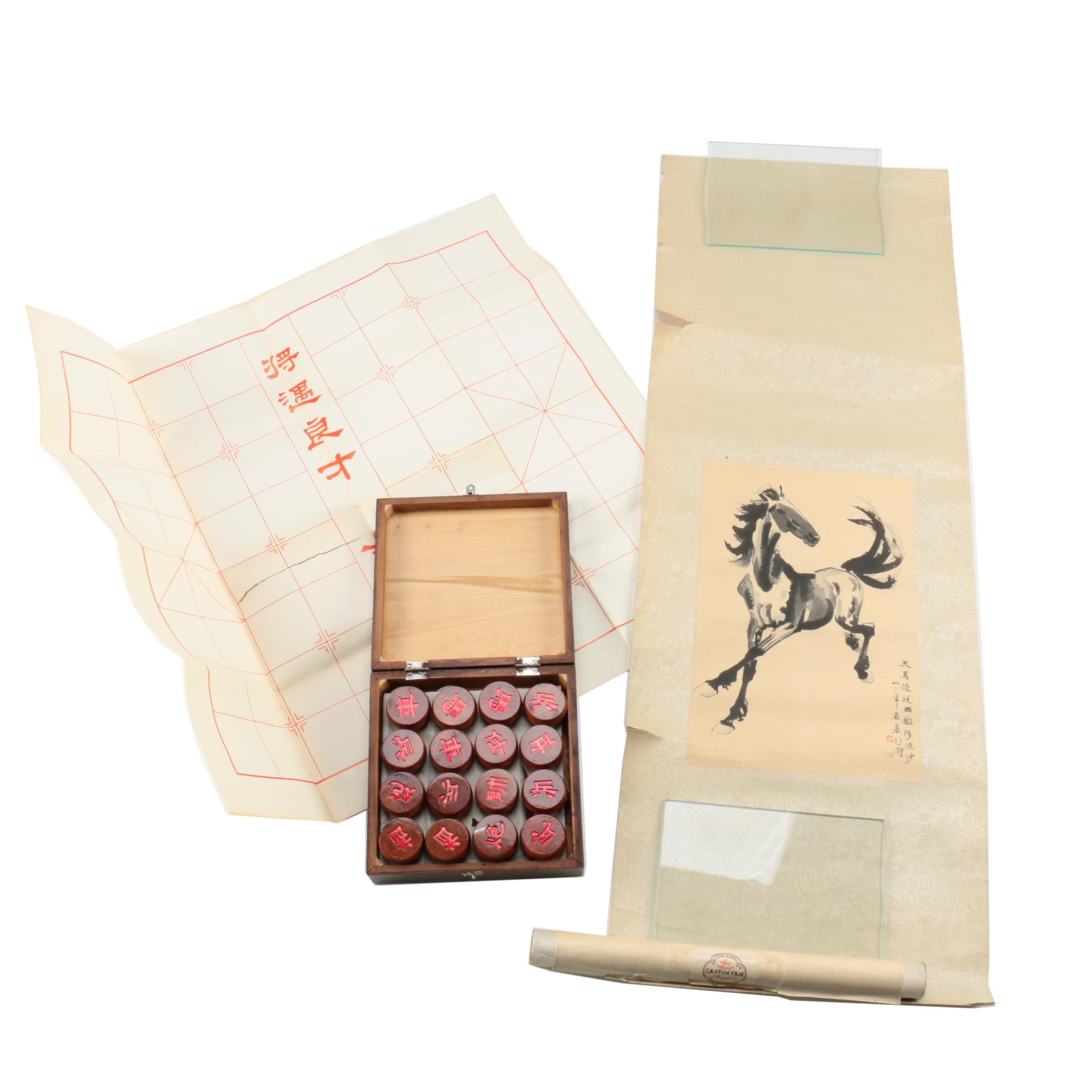Hanging Scroll After Xu Beihong and Xiang Qi Game